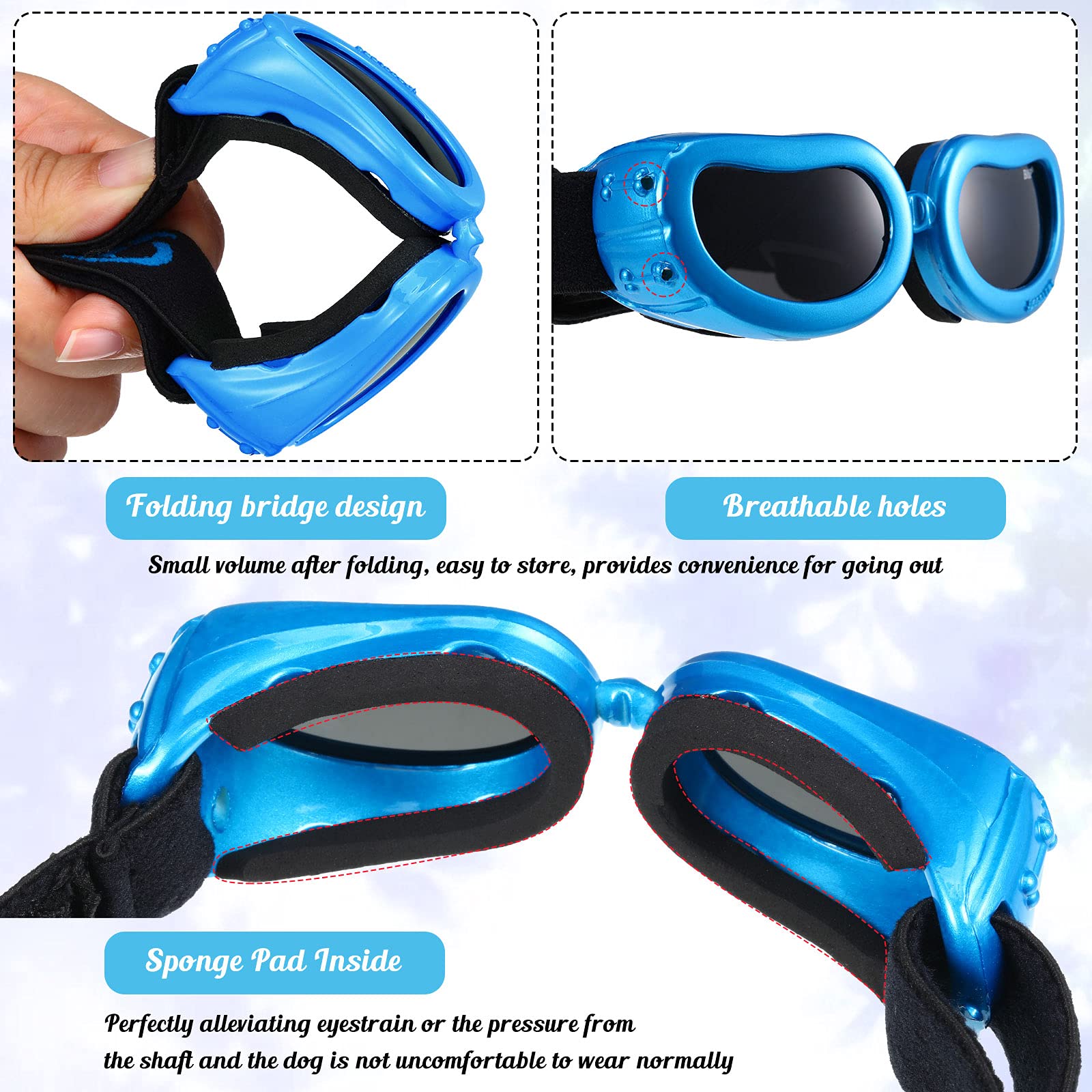 Small Dog Helmet Goggles Uv Protection Doggy Sunglasses Pet Dog Glasses Motorcycle Hard Safety Hat With Adjustable Belt Windproof Snowproof Eye Head Protection For Puppy Riding, S Size,S Size (Blue)