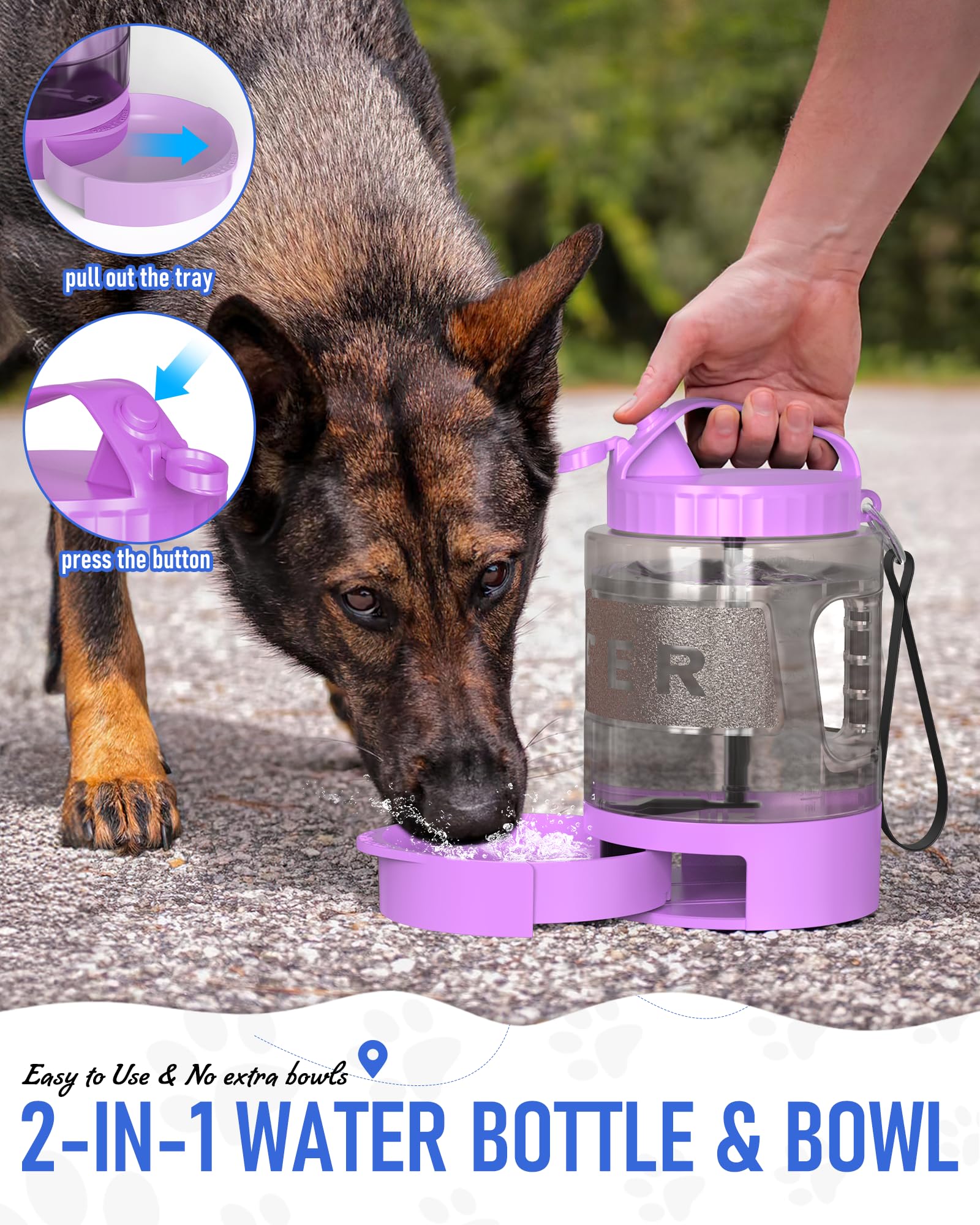 77oz Dog Travel Water Bottle, Large Portable Dog Water Bowl Dispenser, Leakproof Pet Drinking Bottle Dispenser for Hiking Campin