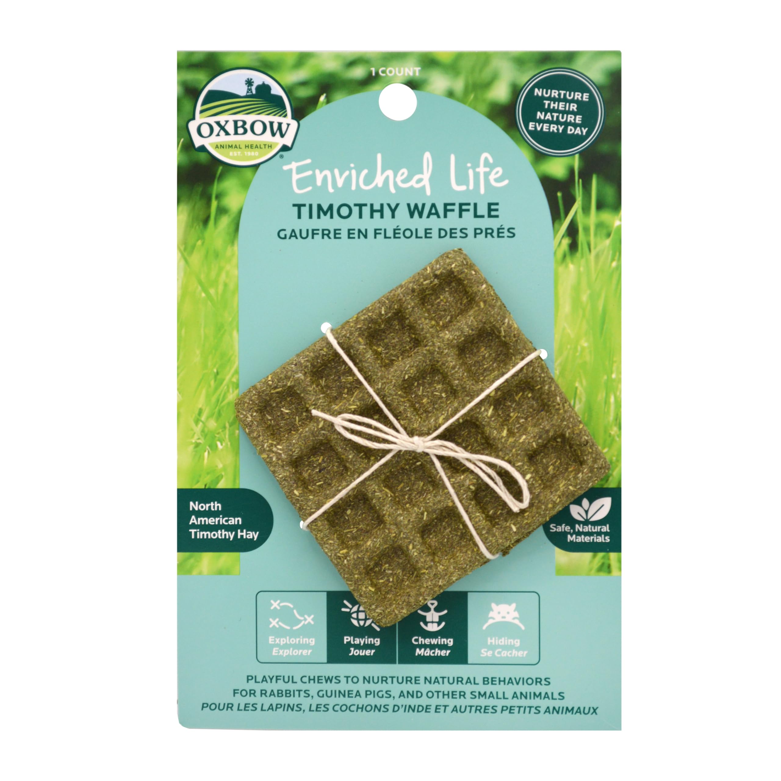 Oxbow Enriched Life Timothy Waffle, Natural Timothy Hay Chew for Rabbits, Guinea Pigs, and Hamsters, Promotes Dental Health, Saf