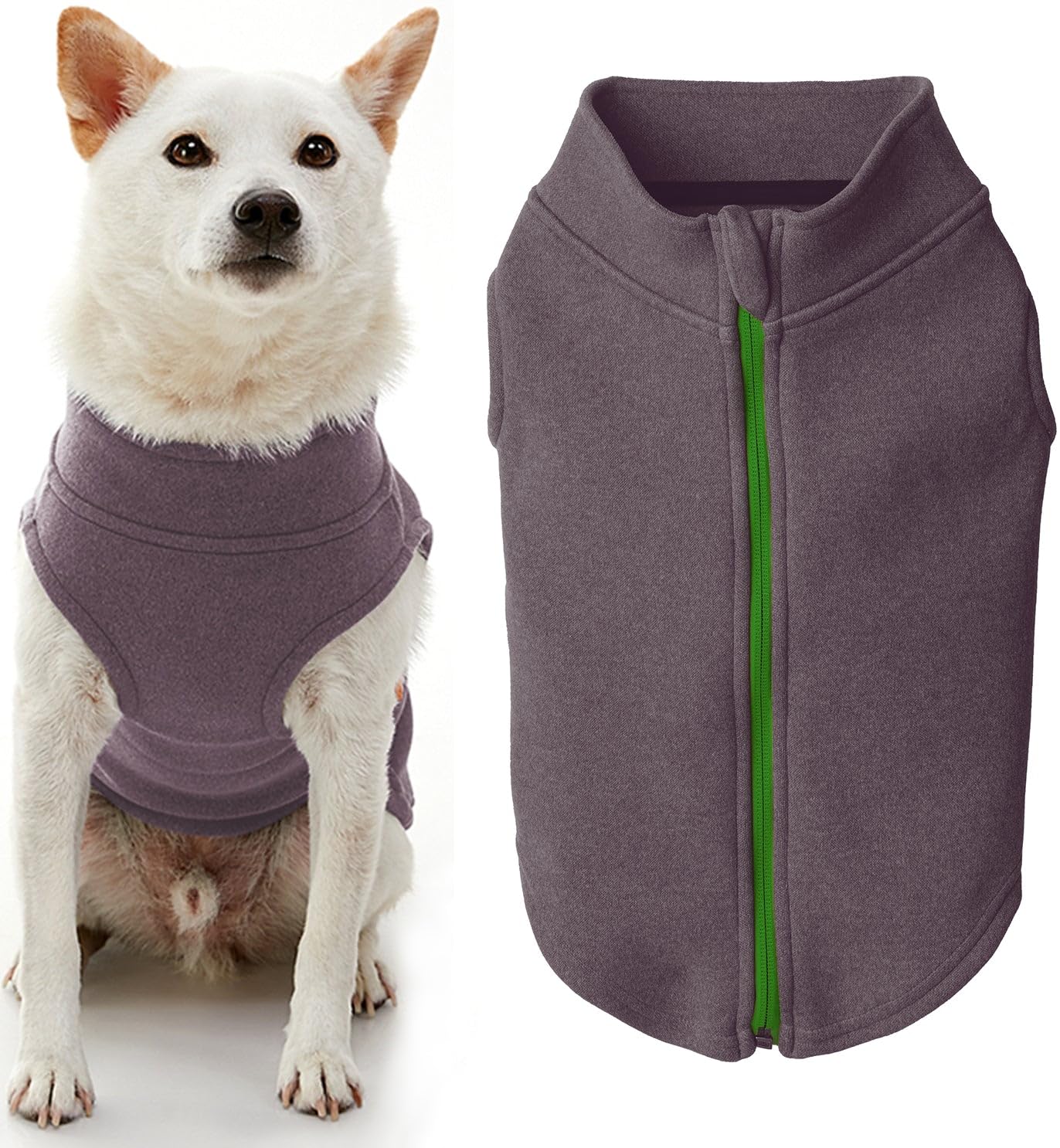 Gooby Zip Up Microfiber Fleece Dog Sweater - Purple, X-Large - Warm Double Layered Soft Microfiber Fleece Step-In Dog Jacket Wit