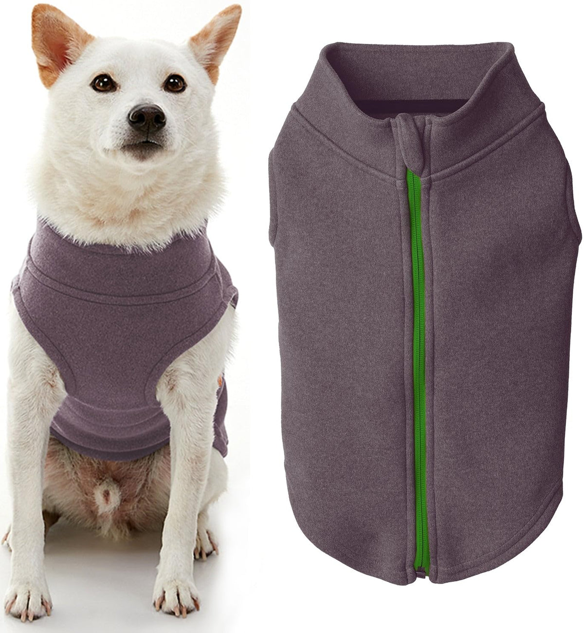 Gooby Zip Up Microfiber Fleece Dog Sweater - Purple, 2X-Large - Warm Double Layered Step-In Jacket Without Ring Leash - Winter S