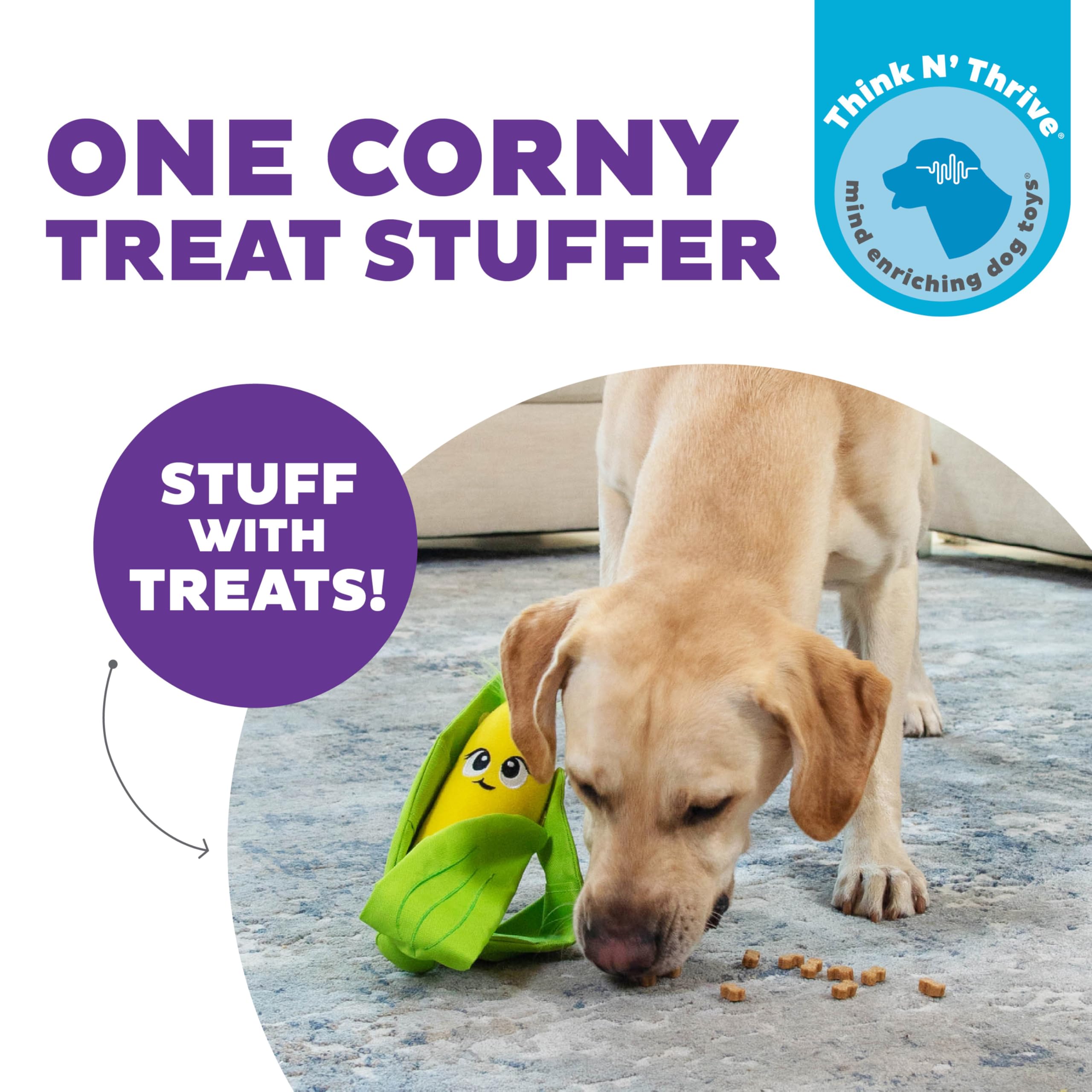 Outward Hound by Nina Ottosson Hide N' Find Interactive Plush Dog Puzzle, Durable Dog Toy, Plush Enrichment Toys, Corn, Multicol