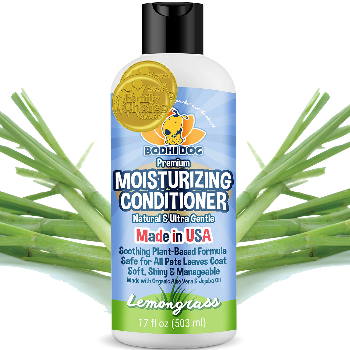 Bodhi Dog Gentle Moisturizing Conditioner | Dog Conditioner | Soothing Plant-Based Formula | Leaves Coat Shiny & Manageable | Made W/Soothing Aloe Vera & Jojoba Oil | Made In Usa (Lemongrass, 17 Oz)