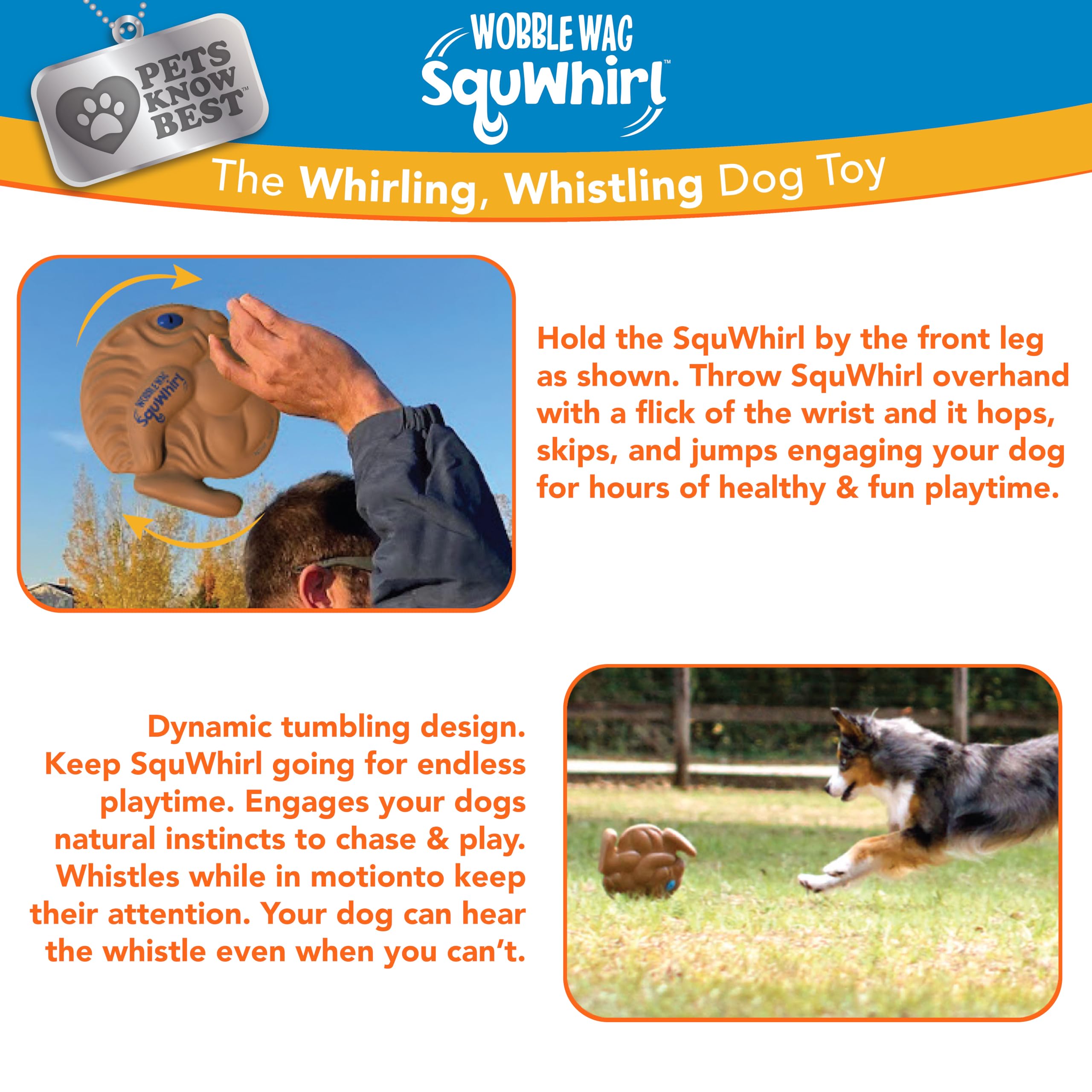 Pets Know Best Squwhirl- The Whirling Whistling Interactive Frisbee Dog Toy, Outdoor Frisbee For Fetch