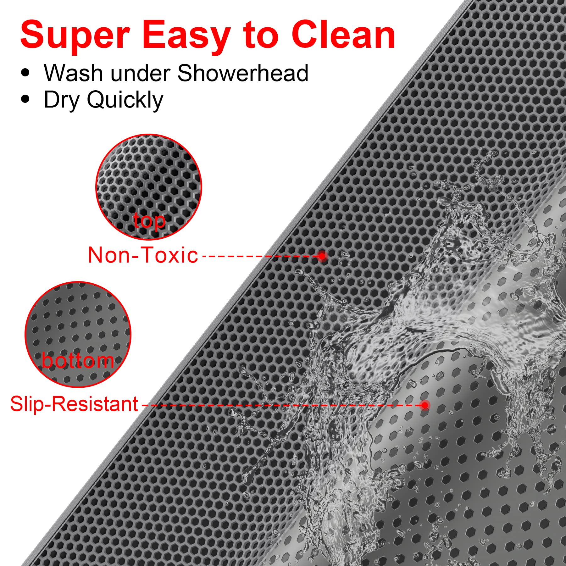Waretary Cat Litter Mat, 30' X 24' Litter Trapping Mat, Double Layer Honeycomb Litter Box Mat, Urine & Waterproof Kitty Litter Mat, Scatter Control Easy Clean (Gray)