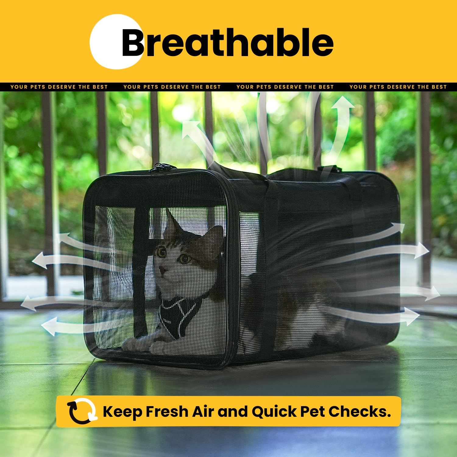Conlun Cat Carrier Bag,Soft-Sided Pet Carriers For Dogs With 4-Sided Mesh,Airline Approved Cat Transport Carrier For Small&Mediu