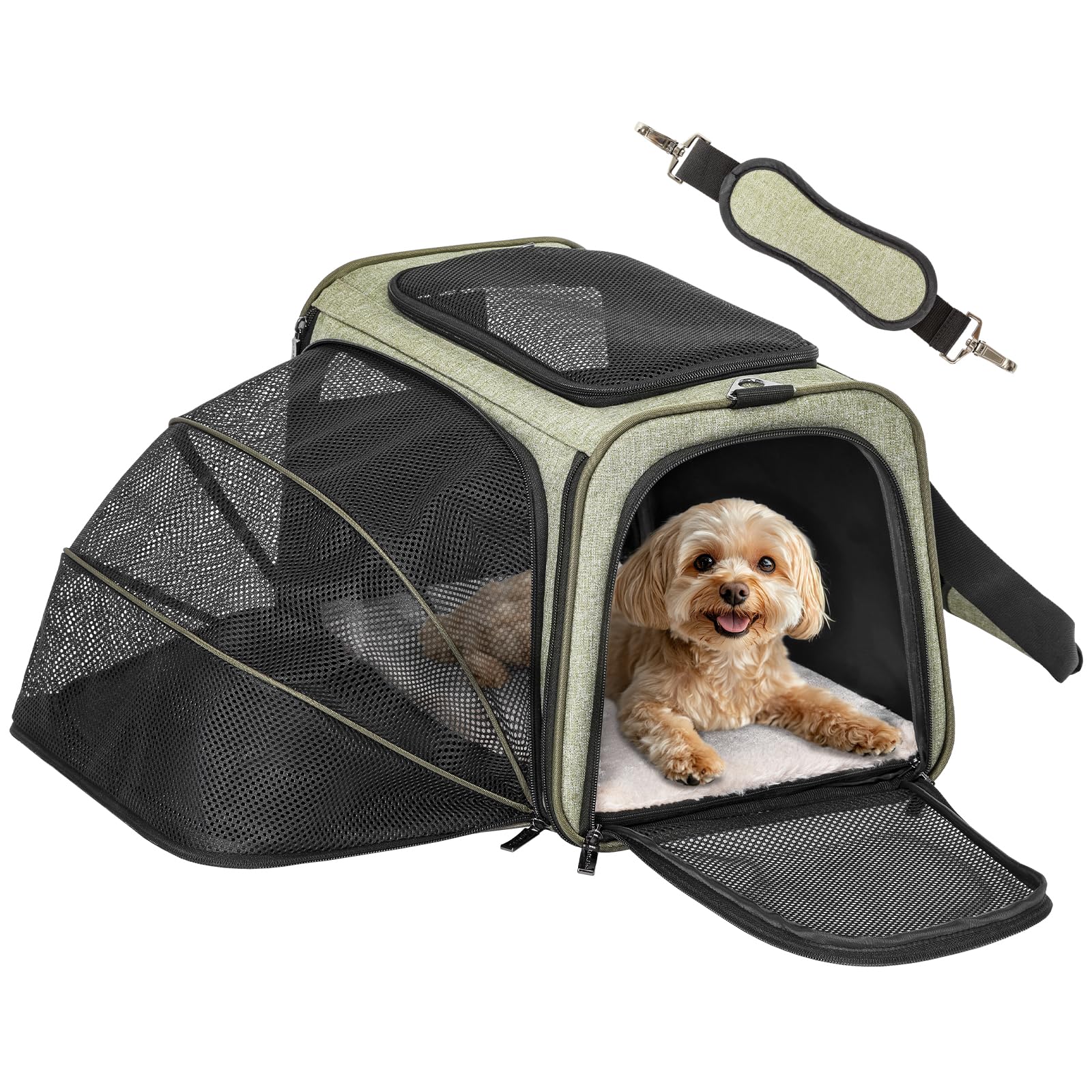 Petsfit Expandable Cat Carrier Dog Carrier,Airline Approved Soft-Sided Portable Pet Travel Washable Carrier For Kittens,Puppies,