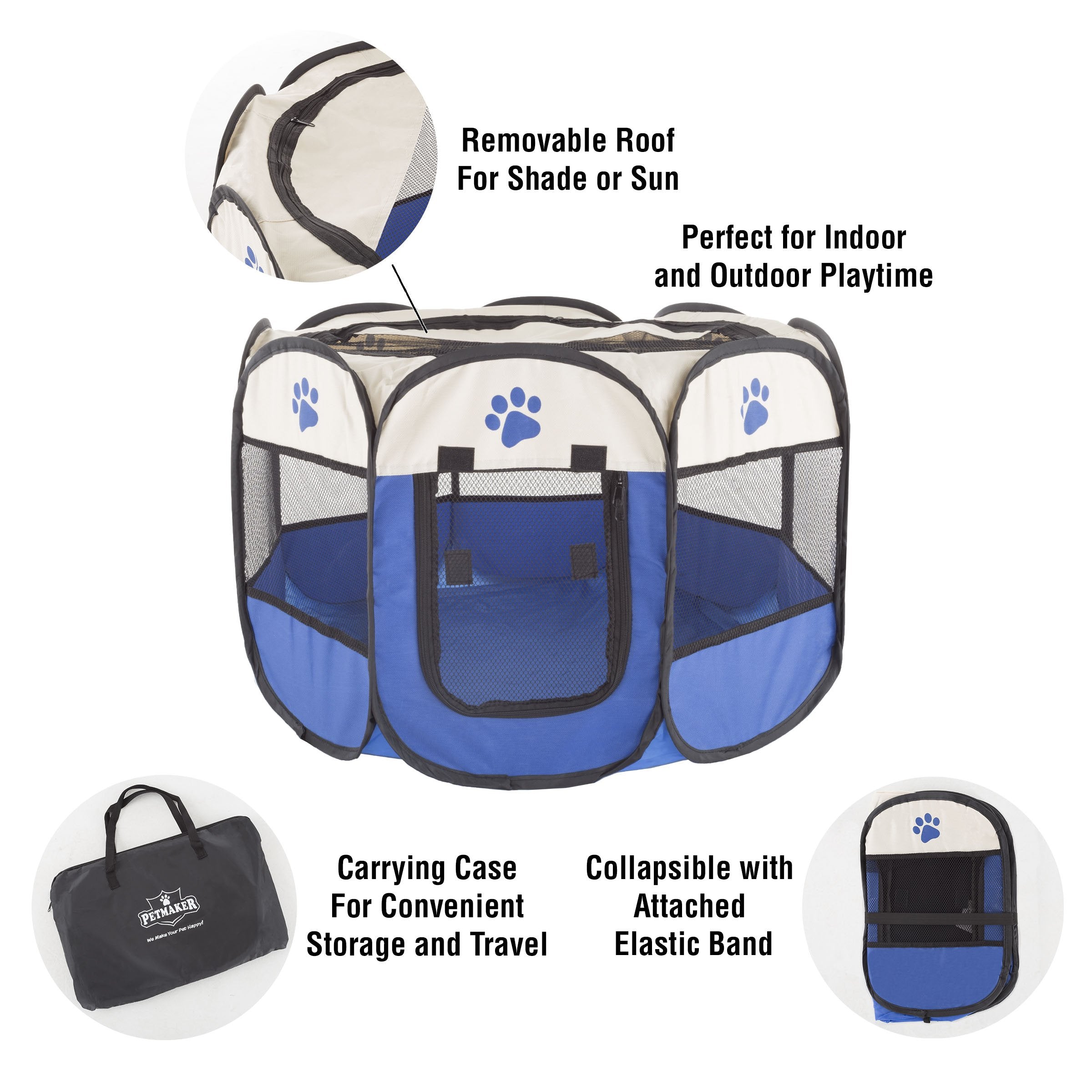 Pop-Up Pet Playpen - 26-Inch Indoor And Outdoor Dog Kennel With Carrying Bag - Portable Pet Enclosure For Dogs And Small Animals