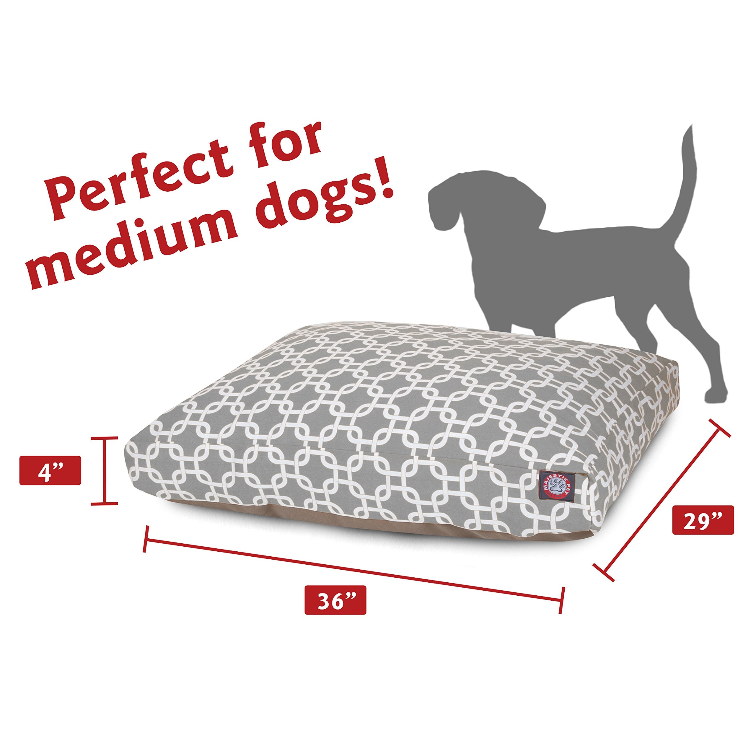 Gray Links Medium Rectangle Indoor Outdoor Pet Dog Bed With Removable Washable Cover By Majestic Pet Products