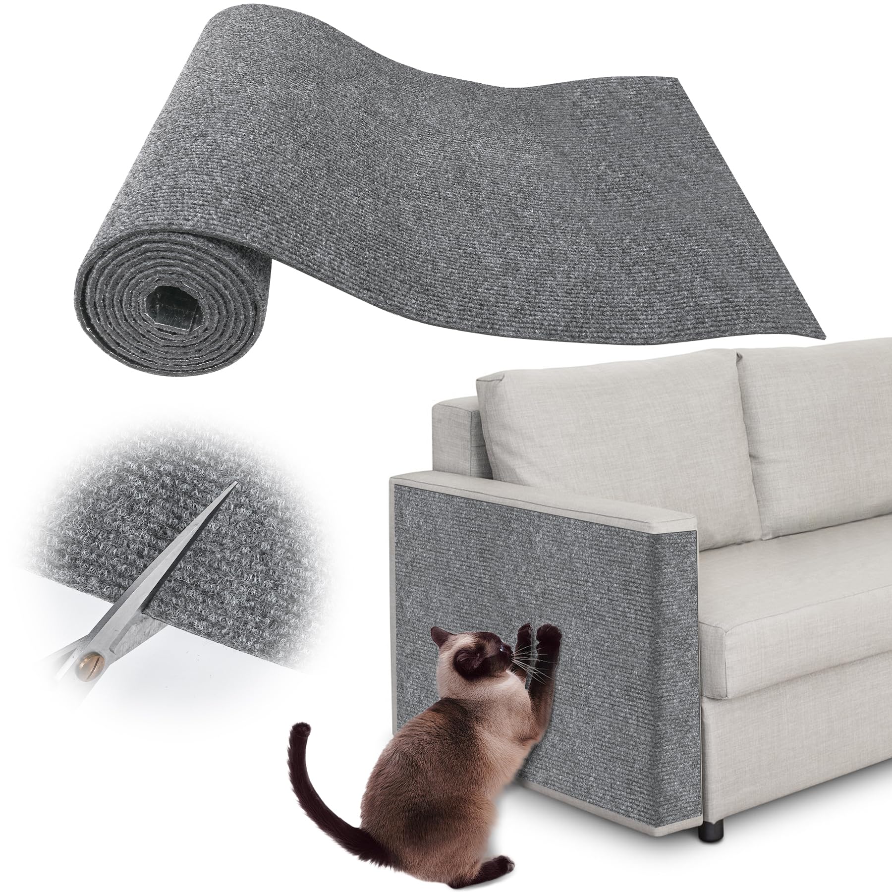 Inchoco Cat Scratch Furniture Protector-100 X 15.8'' Trimmable Self-Adhesive Cats Claws Scratch Pads, Cat Climbing Couch Protect