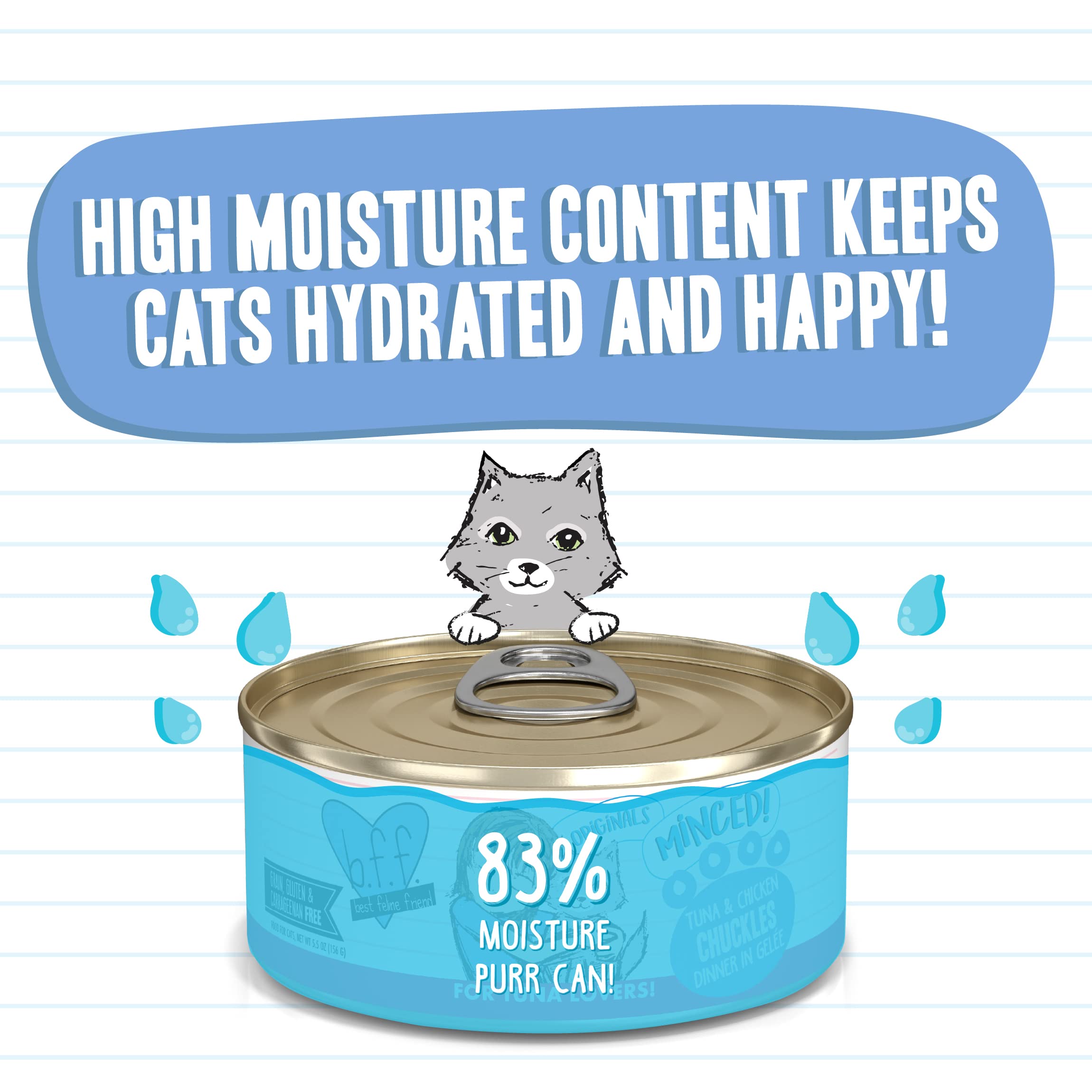 Weruva Best Feline Friend (B.F.F.) Tuna & Chicken Chuckles with Tuna & Chicken in Gel  e Cat Food, 5.5oz Can (Pack of 24)