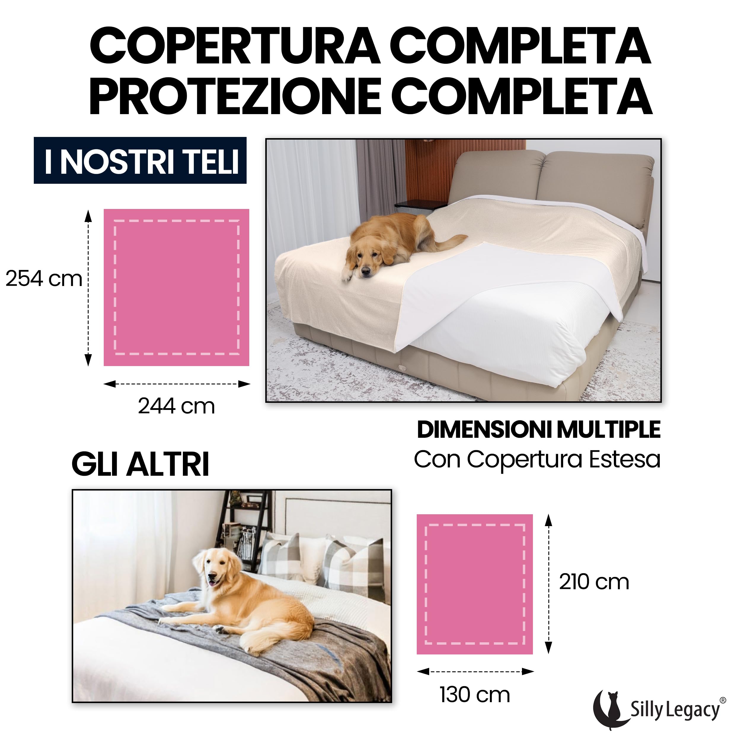 SILLY LEGACY Thin Reversible Waterproof Protective Bed Cover (Queen Size, 96 x 82 inch), for Dogs and Cats, Babies; Incontinence