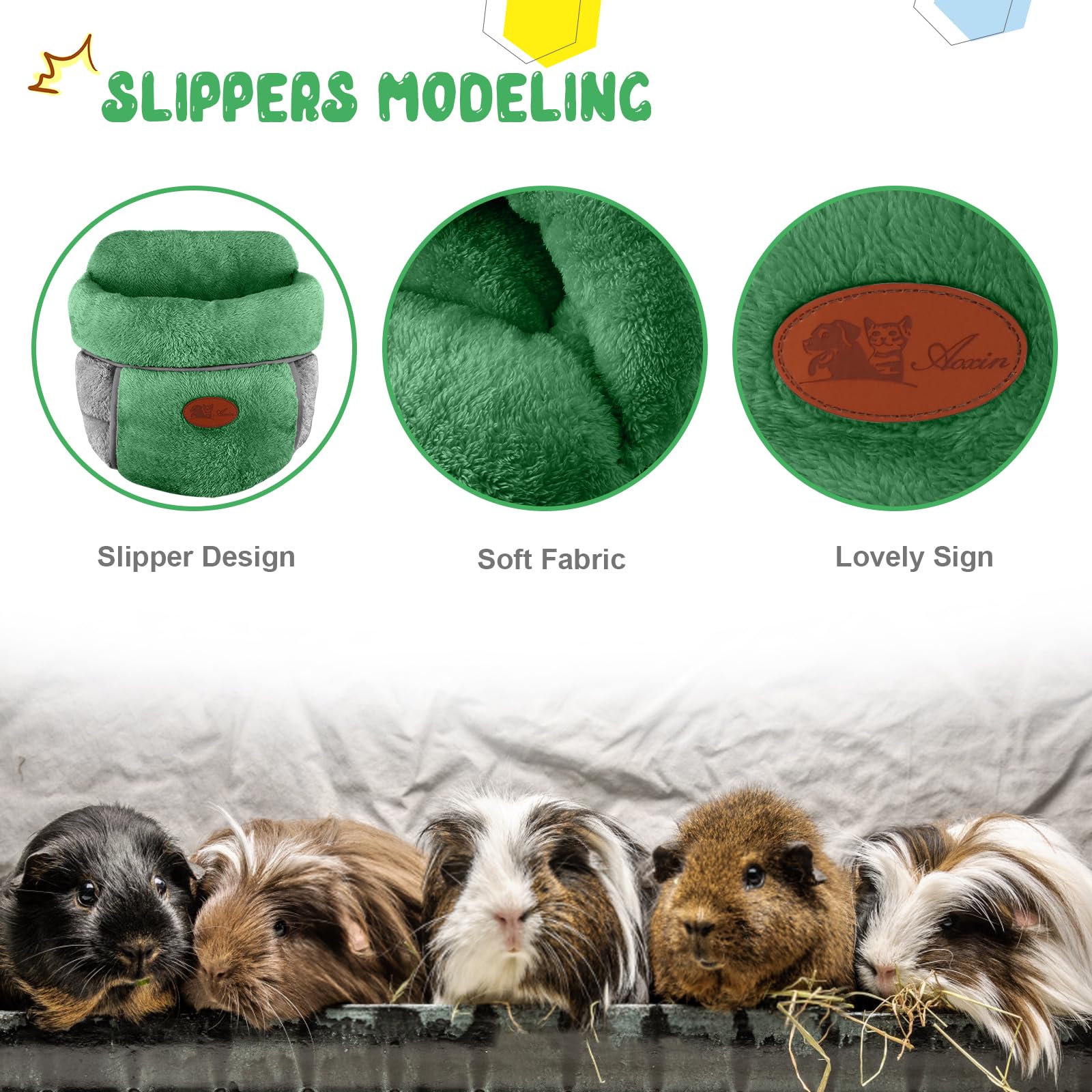 Yuepet Guinea Pig Bed Cuddle Cave Warm Fleece Cozy House Bedding Sleeping Cushion Cage Nest For Small Animal Squirrel Chinchilla Rabbit Hedgehog Cage Accessories Green