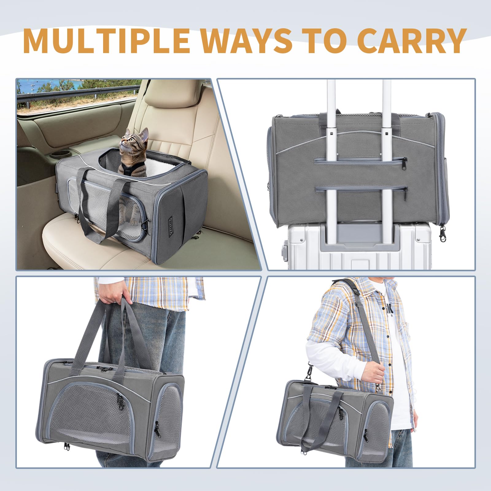 Petsfit Pet Carrier Airline/Tsa Approved Small Dogs, Kitten, Carriers For Small Medium Cats Under 9Lb, Collapsible Soft Sided Ca