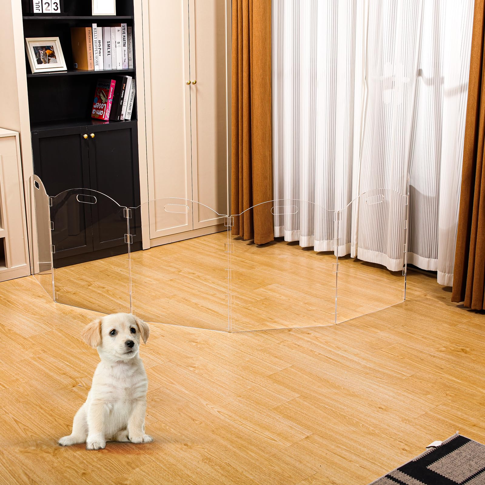 Extra-Wide Clear Acrylic Freestanding Dog Gates for The House - Folding 6-Panel Pet Gates for Doorways, Stairs, and Open Spaces,