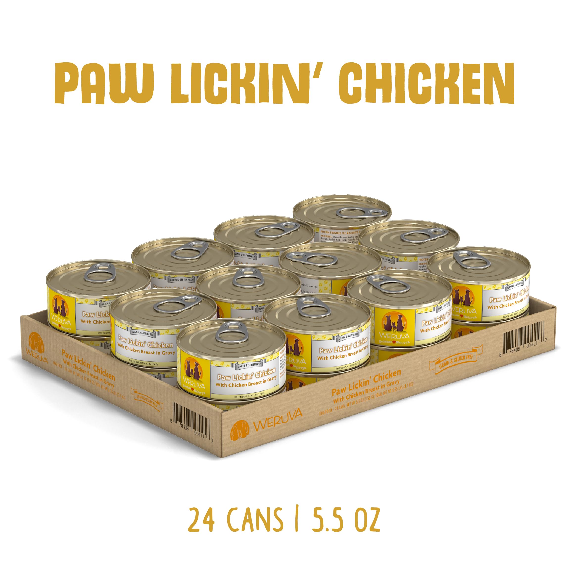 Weruva Classic Dog Food, Paw Lickin Chicken with Chicken Breast in Gravy, 5.5oz Can (Pack of 24)