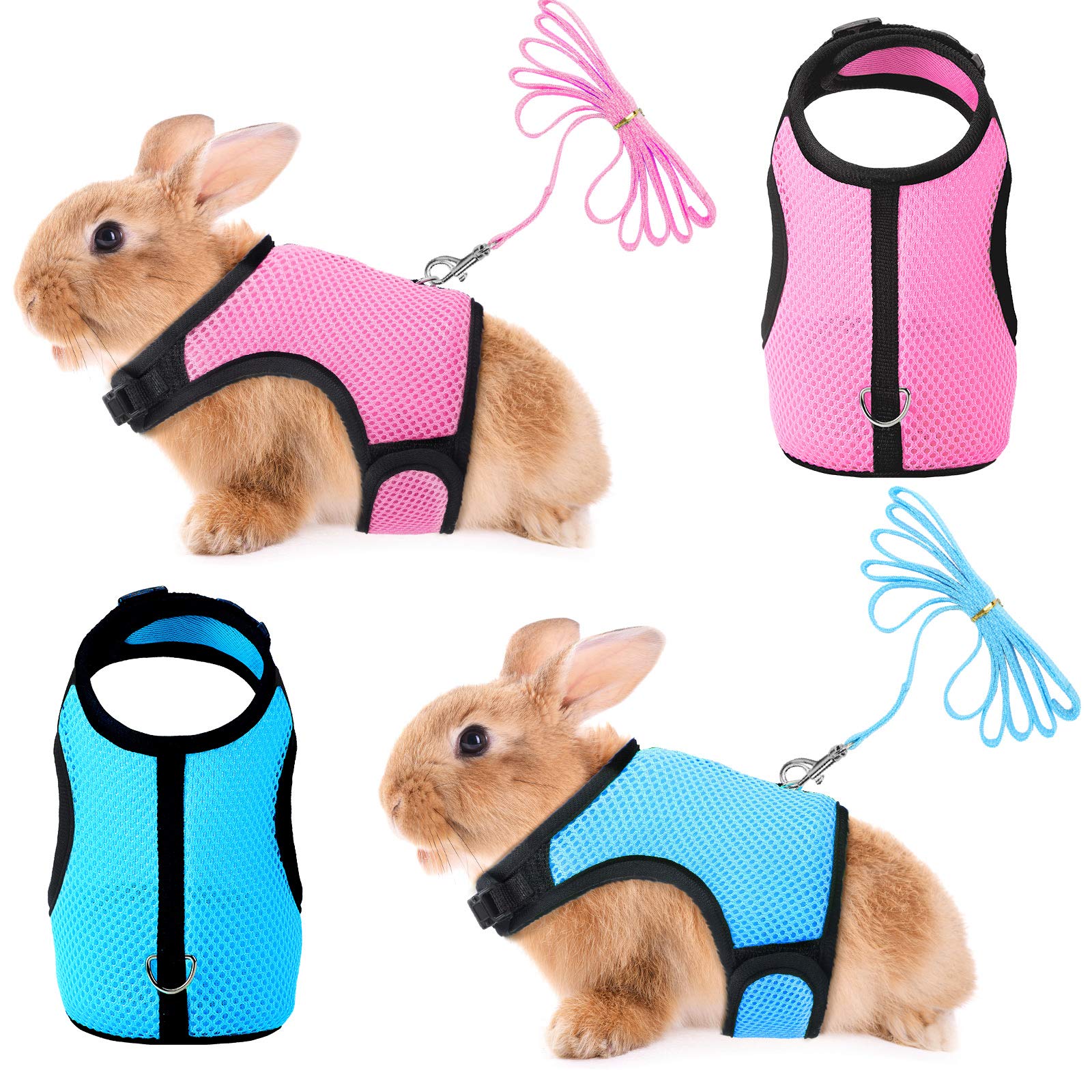 SATINIOR 2 Pieces Bunny Rabbit Harness with Leash Cute Adjustable Buckle Breathable Mesh Vest for Kitten Puppy Small Pets Animal