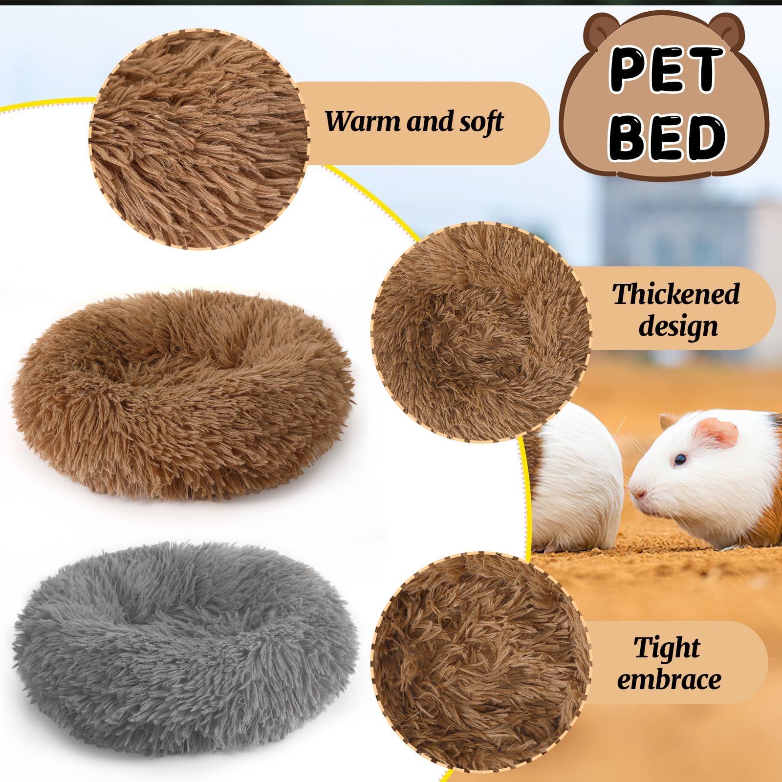 Petknows 2 Pieces Guinea Pig Beds, Hamster Beds, Thickened And Warm Winter Guinea Pig Beds For Dwarf Rabbits, Chinchillas, Hamst