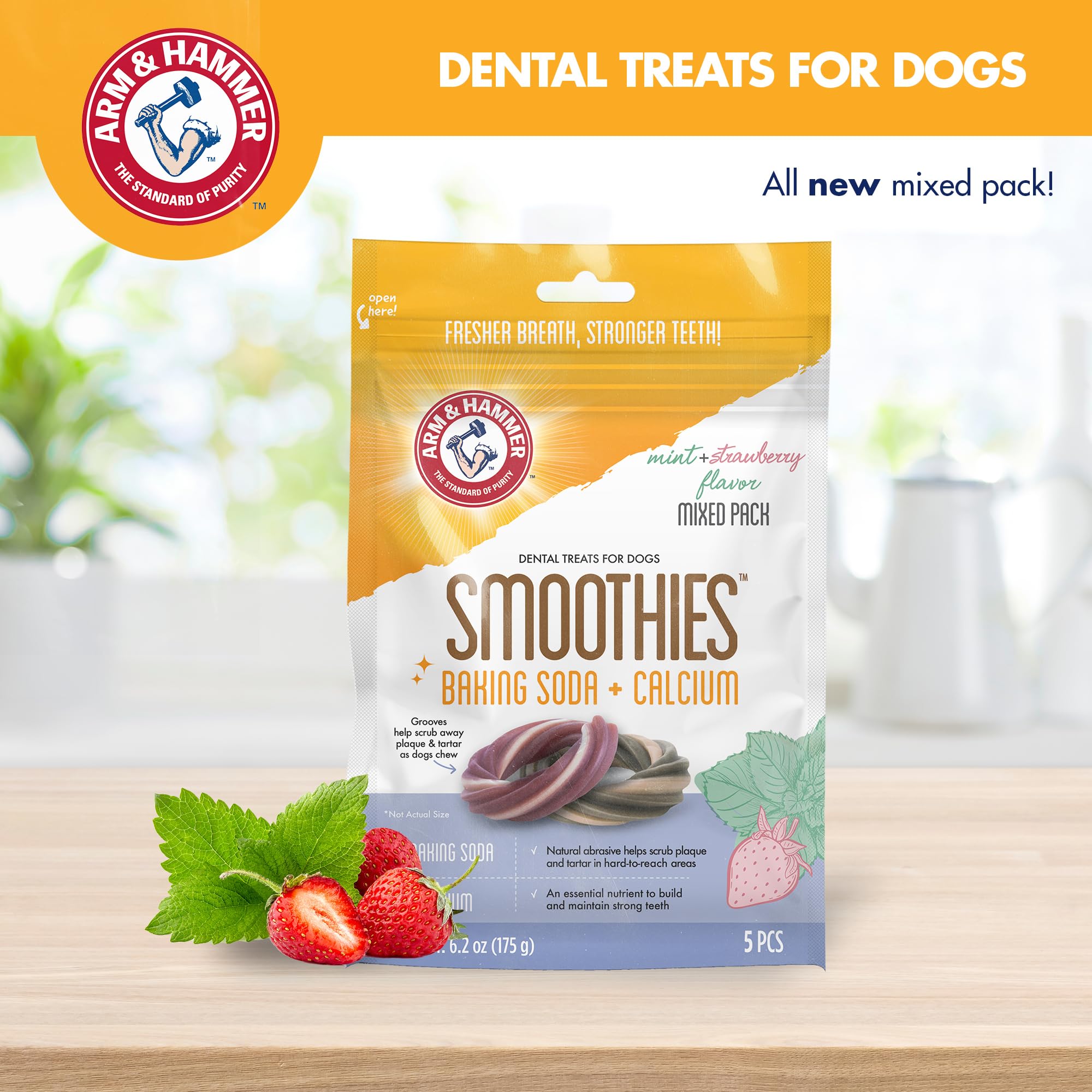Arm & Hammer for Pets Smoothies Dental Treats for Dogs with Baking Soda & Calcium, Treat Chews Help Fight Bad Breath, Plaque & T