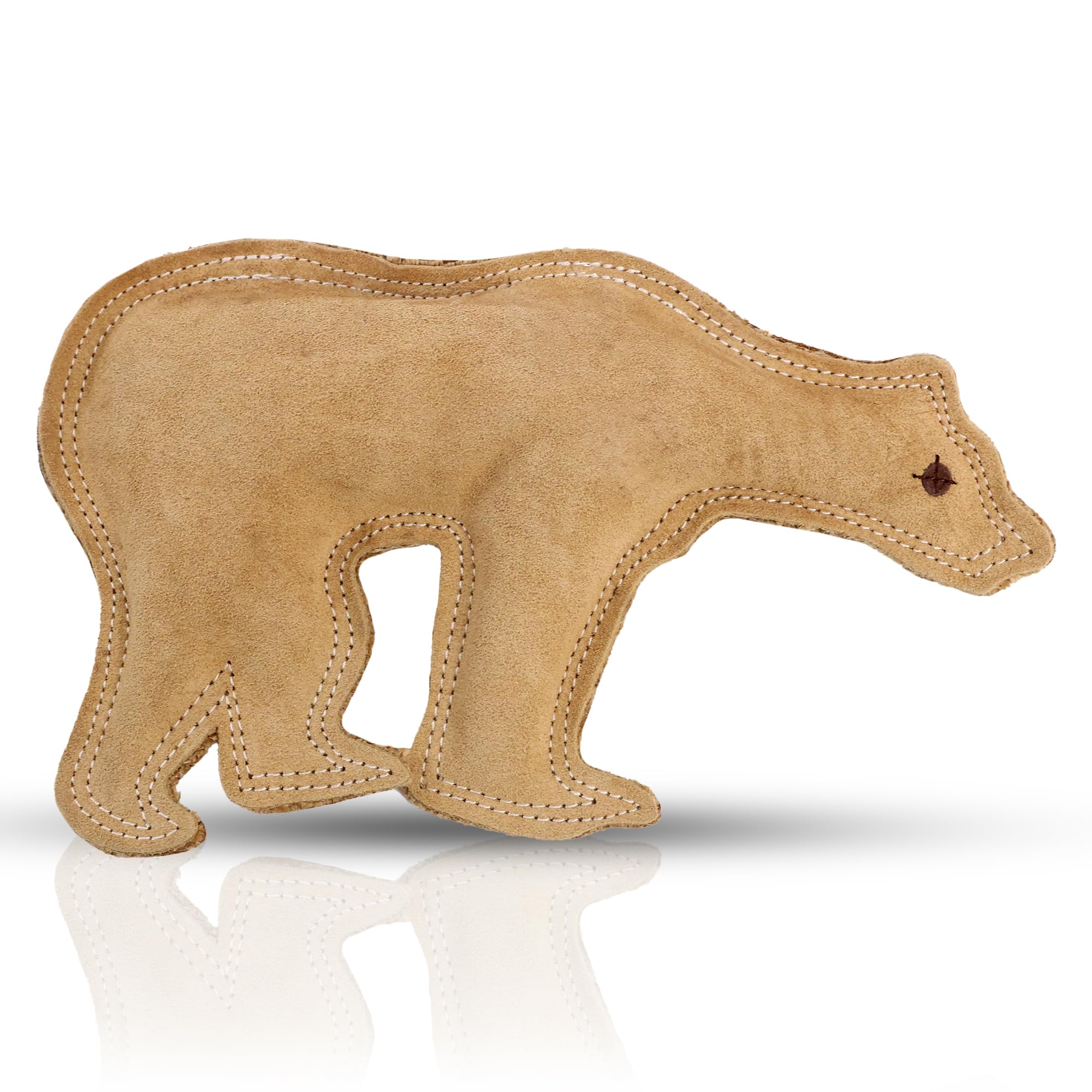 Spot Dura-Fused Leather Bear - Dog Toy With Squeaker, Made With Real Leather And Jute Fabric, Interactive Toy For Aggressive Che