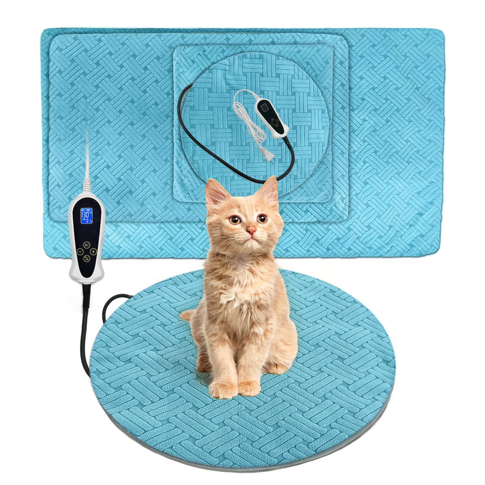 Rc Sll Cat Heating Pad, Round-16 In, Soft Heated Cat Bed With Smart Thermostat Switch, Waterproof, Upgraded Adjustable Controlle