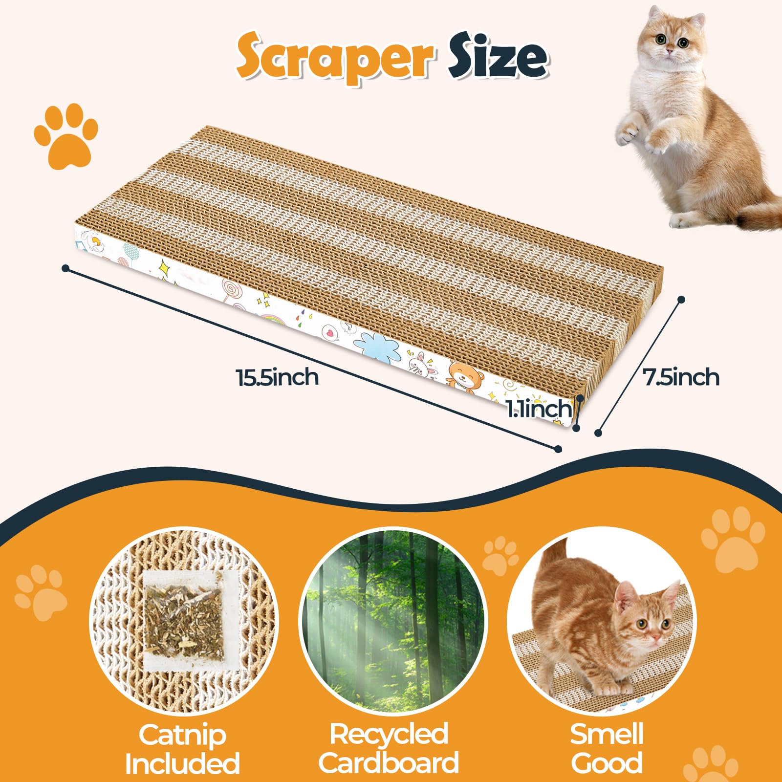 Two Color Splicing Cat Scratching Board, 2 Pcs, Cardboard Cat Scratchers For Indoor Cats, Cat Scratcher Cat Scratch Pad, Reversi