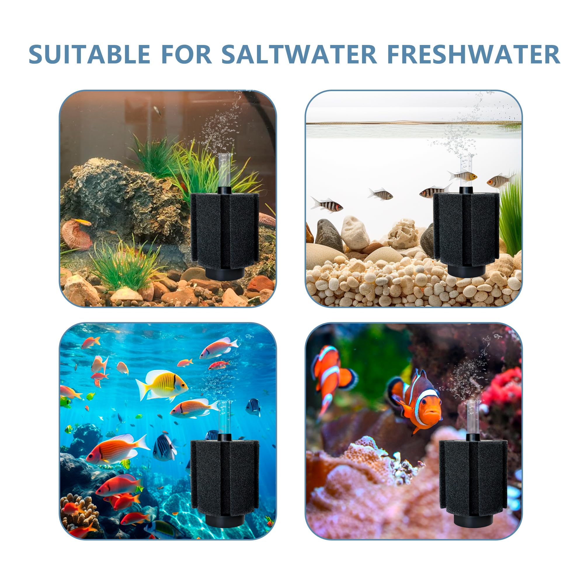 Dvhey 2Pcs Aquarium Sponge Filter,30 Gallon Fish Tank Sponge Filter With Airstone Breeding Fry Betta Shrimp For Fish Tank 10 Gal