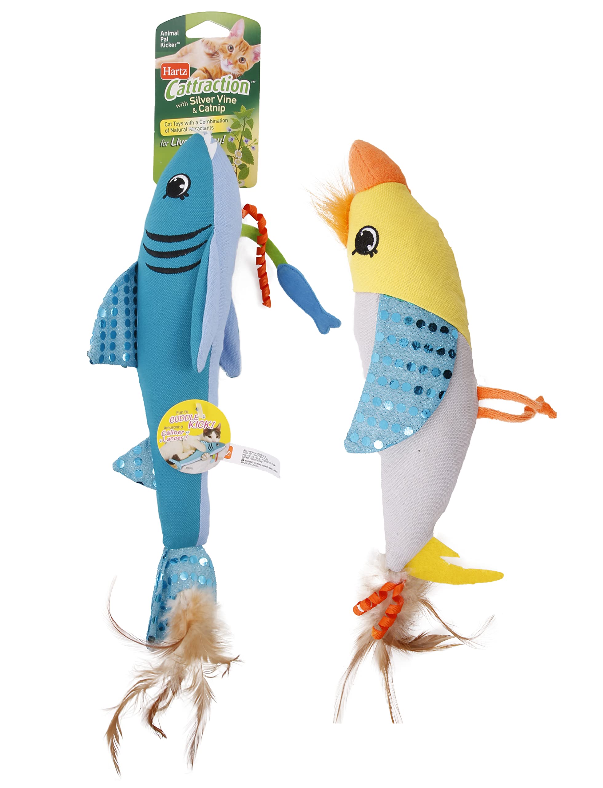 Cattraction With Silver Vine & Catnip Plush Animal Pal Kicker Cat Toy, Character Varies, 1 Count