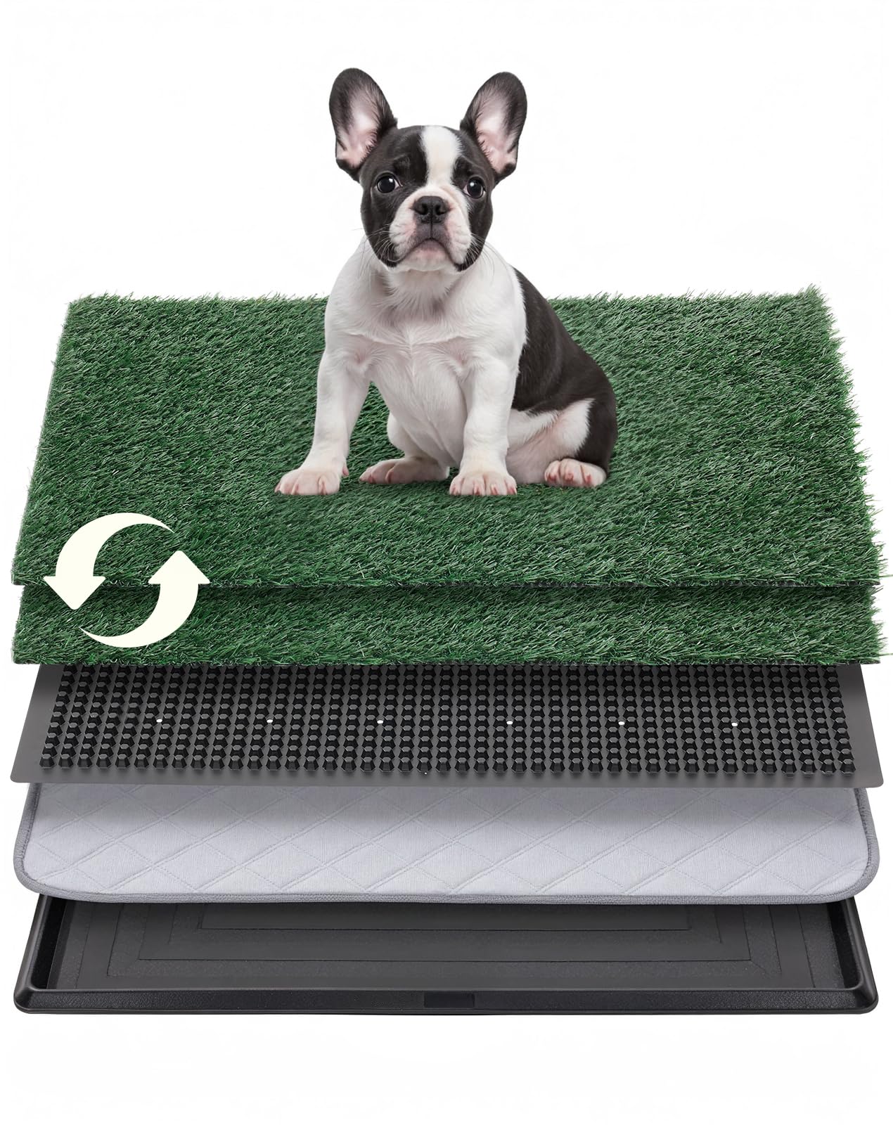 Dog Grass Pad With Tray, 30''X20'' Medium Grass Pad For Dogs Potty With 2Pcs Artificial Grass, Indoor Dog Litter Box For Balcony