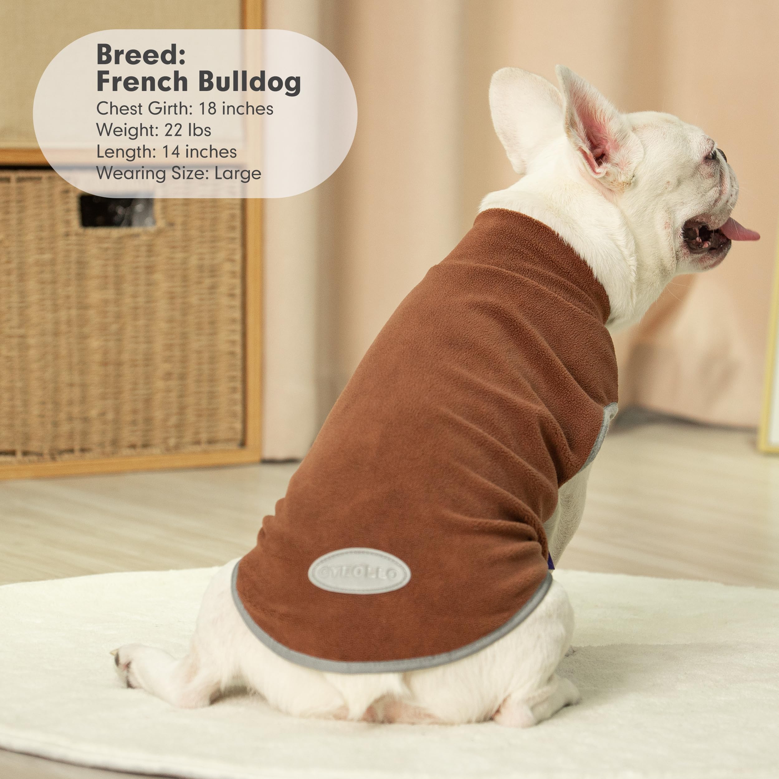 Cyeollo Fleece Sweater Vest, Reflective Sweatshirt Pullover Jacket For Small Medium Large Dogs, Boy Girl Pets Warm Clothes, Brow