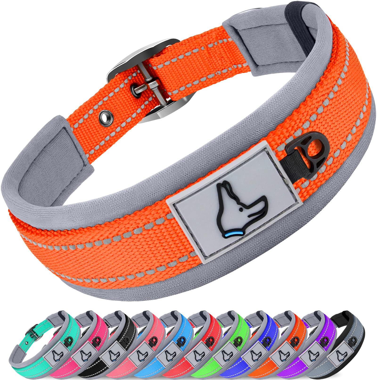 Joytale Dog Collar For Extra Large Dogs, Neoprene Padded And Adjustable, Reflective Wide Heavy Duty Pet Collars With Durable Met
