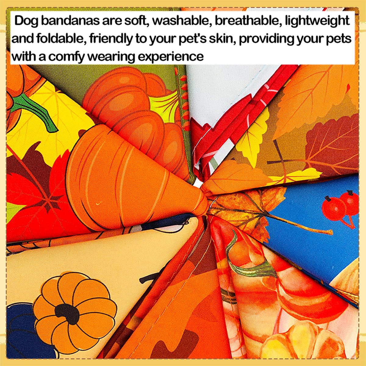 JpGdn 50PCS Large Dog Bandanas Fall Large XL Big Dog Breed Bulk Pumpin Harvest Leaves Forest Autumn Pattern Kerchief Triangle Bi
