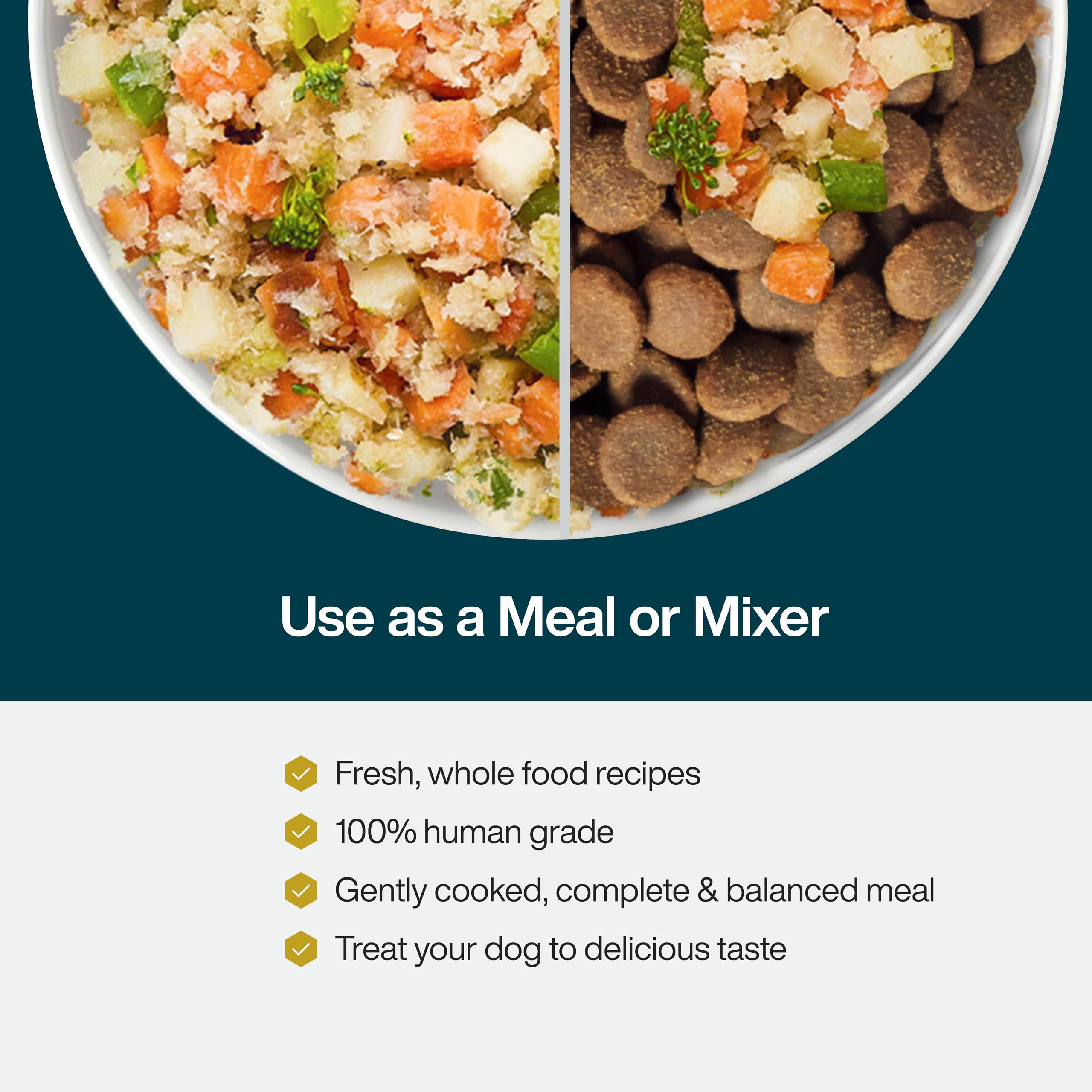 JustFoodForDogs Frozen Fresh Dog Food, Complete Meal or Dog Food Topper, Fish & Sweet Potato Human Grade Dog Food Recipe, 18 oz