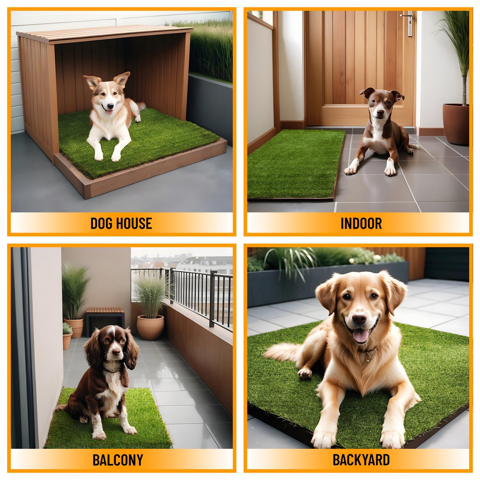 Ottomanson Artificial Grass Puppy Potty Training Pad, 2 x 27 Reusable Pee Pad for Small Pets and Dogs