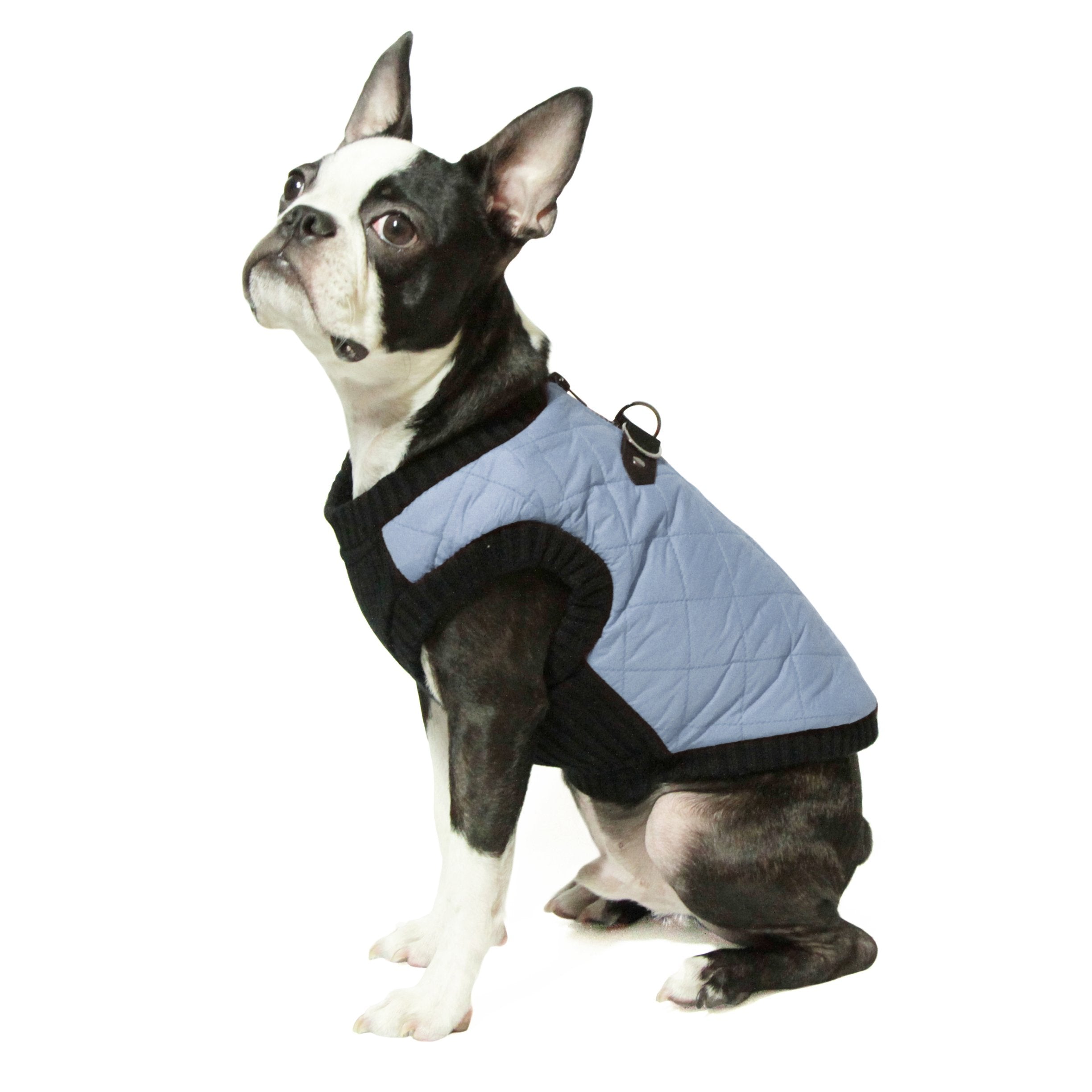 Gooby Fashion Vest Dog Jacket - Gray, Medium - Warm Zip Up Bomber Vest with Dual D Ring Leash - Winter Water Resistant Small Swe