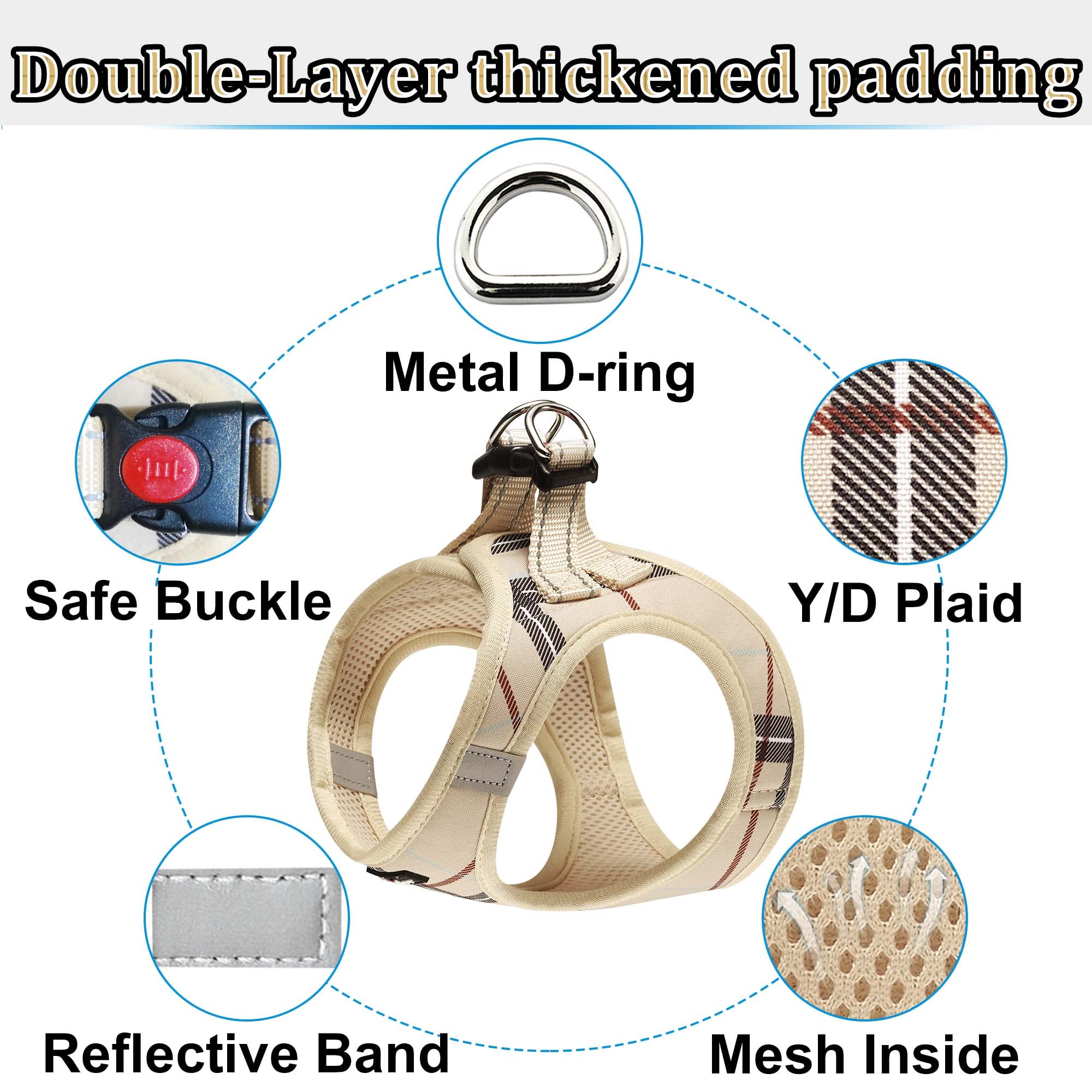 matilor Dog Harness - Step-in Mesh Vest for Small/Medium Dogs, XL (Chest 20''-24'', Weight 18-28 lb), Beige, Model BEGPN5