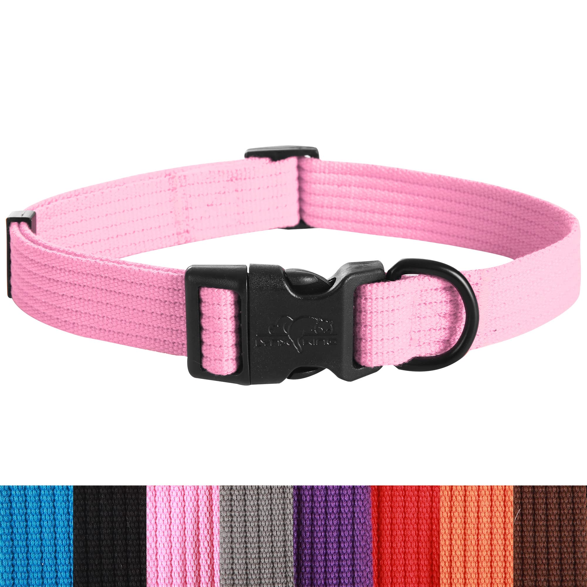 Lynxking Dog Collar Soft Padded Breathable Cotton Solid Color Strong Adjustable Pet Collar For Little Puppy Xs