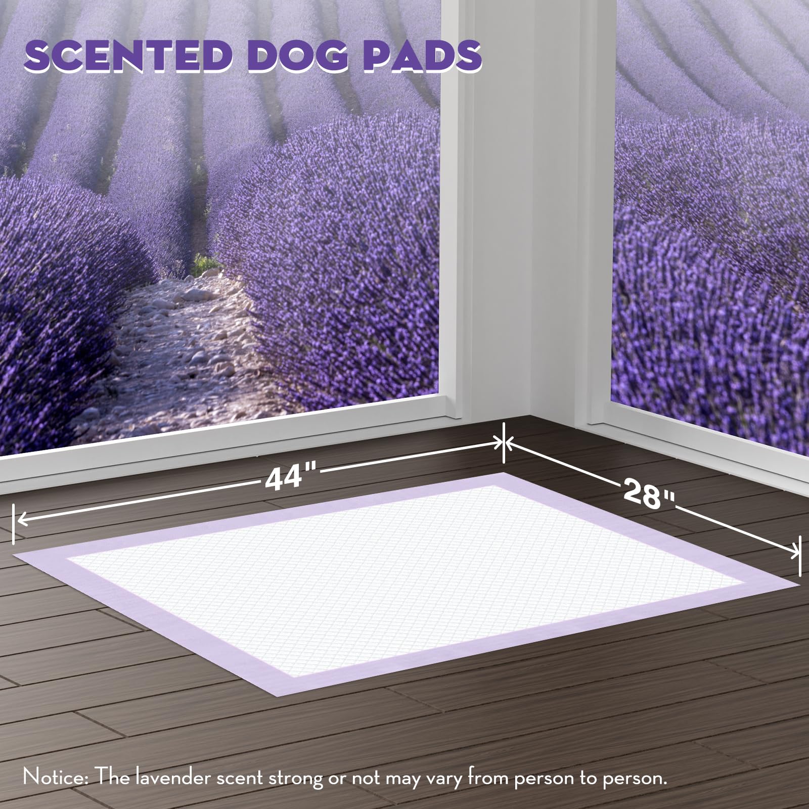 CROCI Dog Pads Lavender Scented 28x44in Pee Pads for Dogs with Odor Eliminating Thicken Super Absorbent Up to 12 Cups, Disposabl