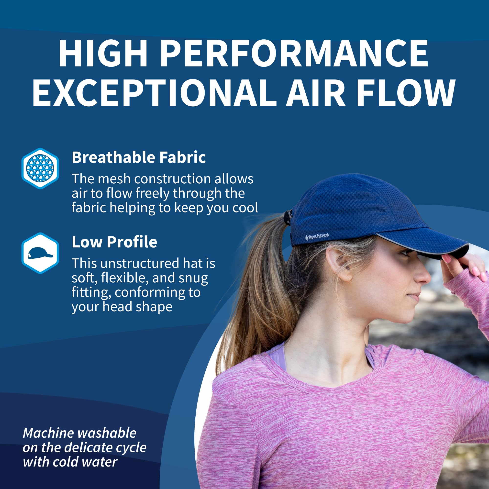 TrailHeads Womens Race Day Running cap-Performance Hat - Navy