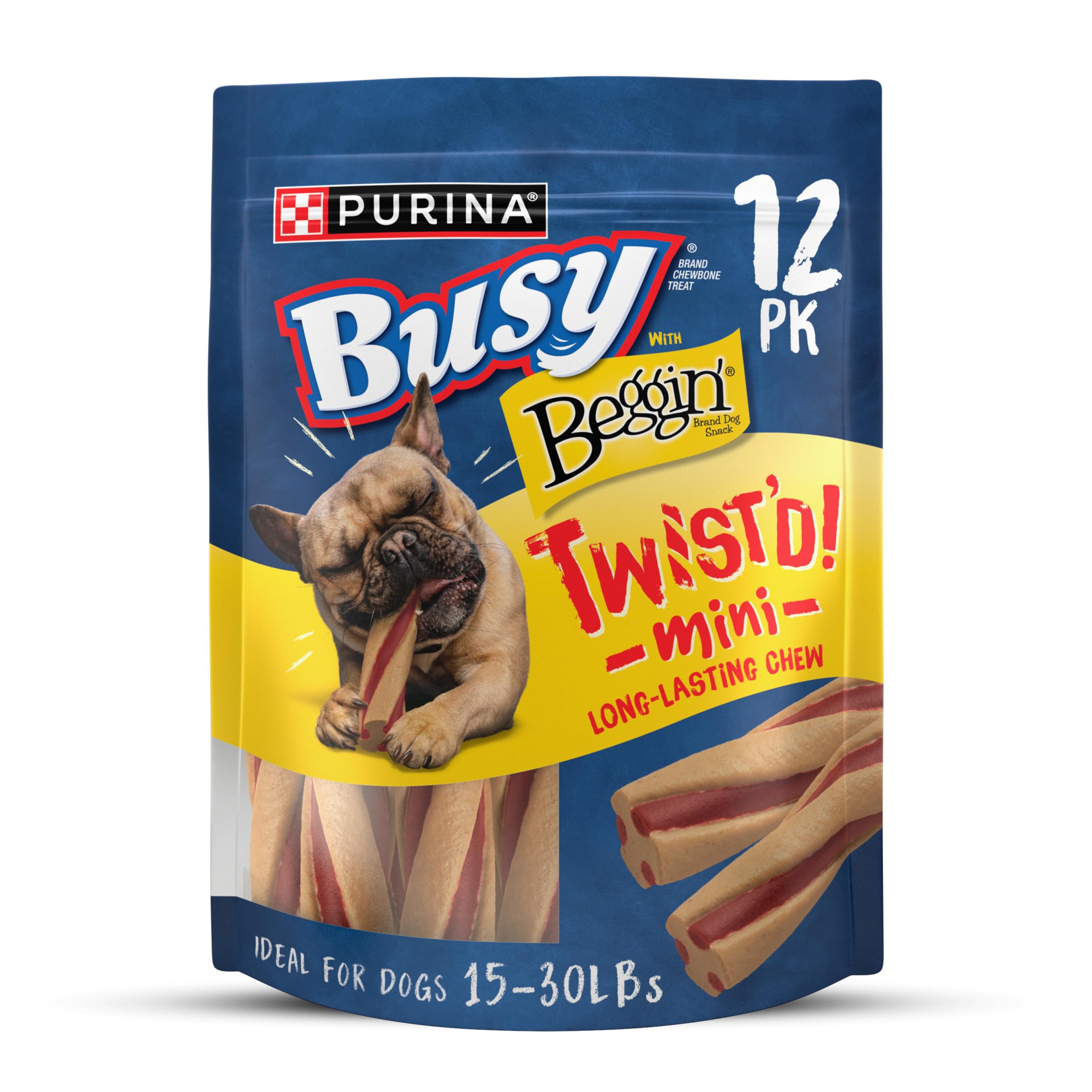 Purina Busy with Beggin Twistd Mini Adult Dog Chew Bone Treats - 12 ct. Pouch