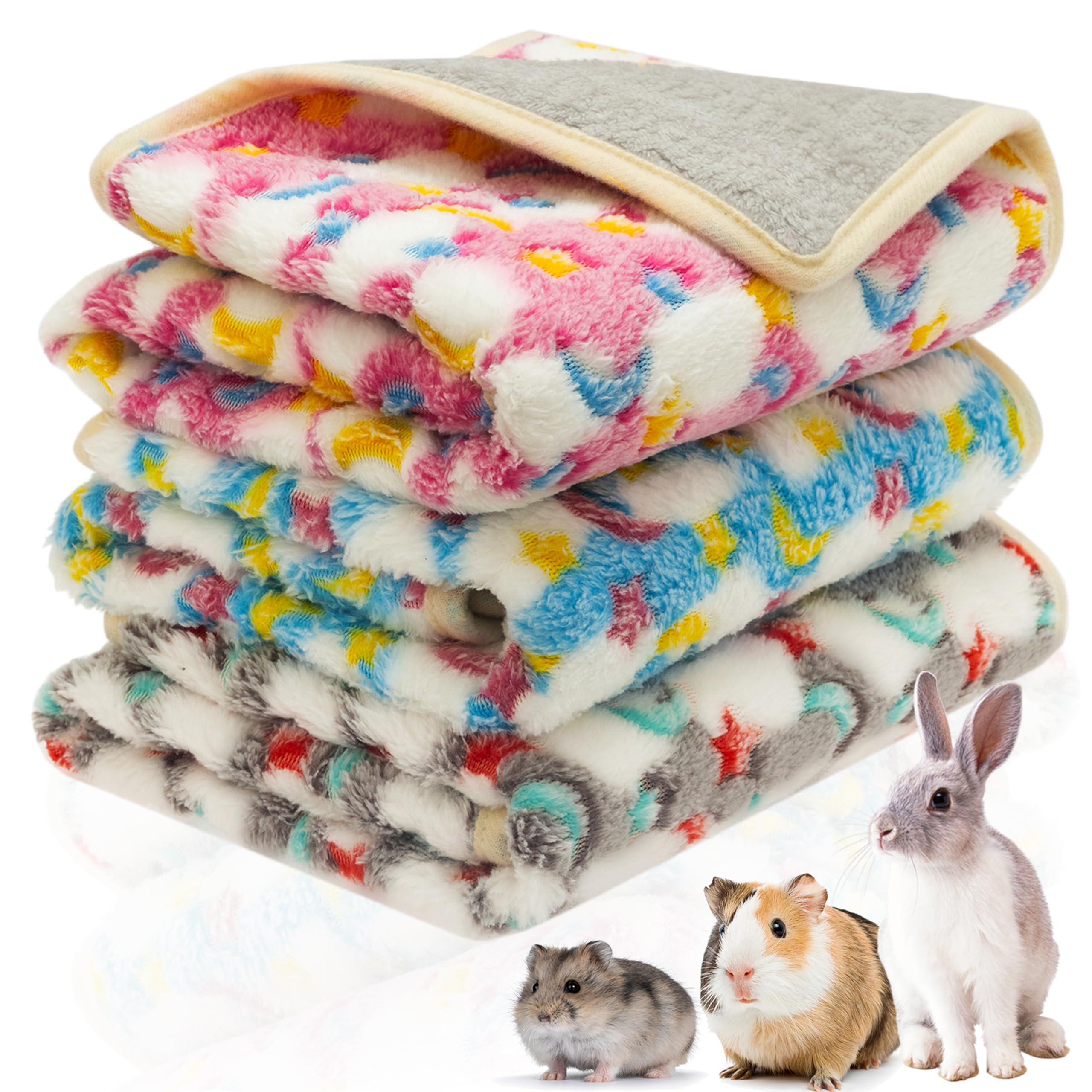 CUSOZWO Guinea Pig Bedding Mat - 3 Pack Waterproof Washable Rat Cage Liner Bedding Accessories Soft Fleece Blankets for Rat, Rab