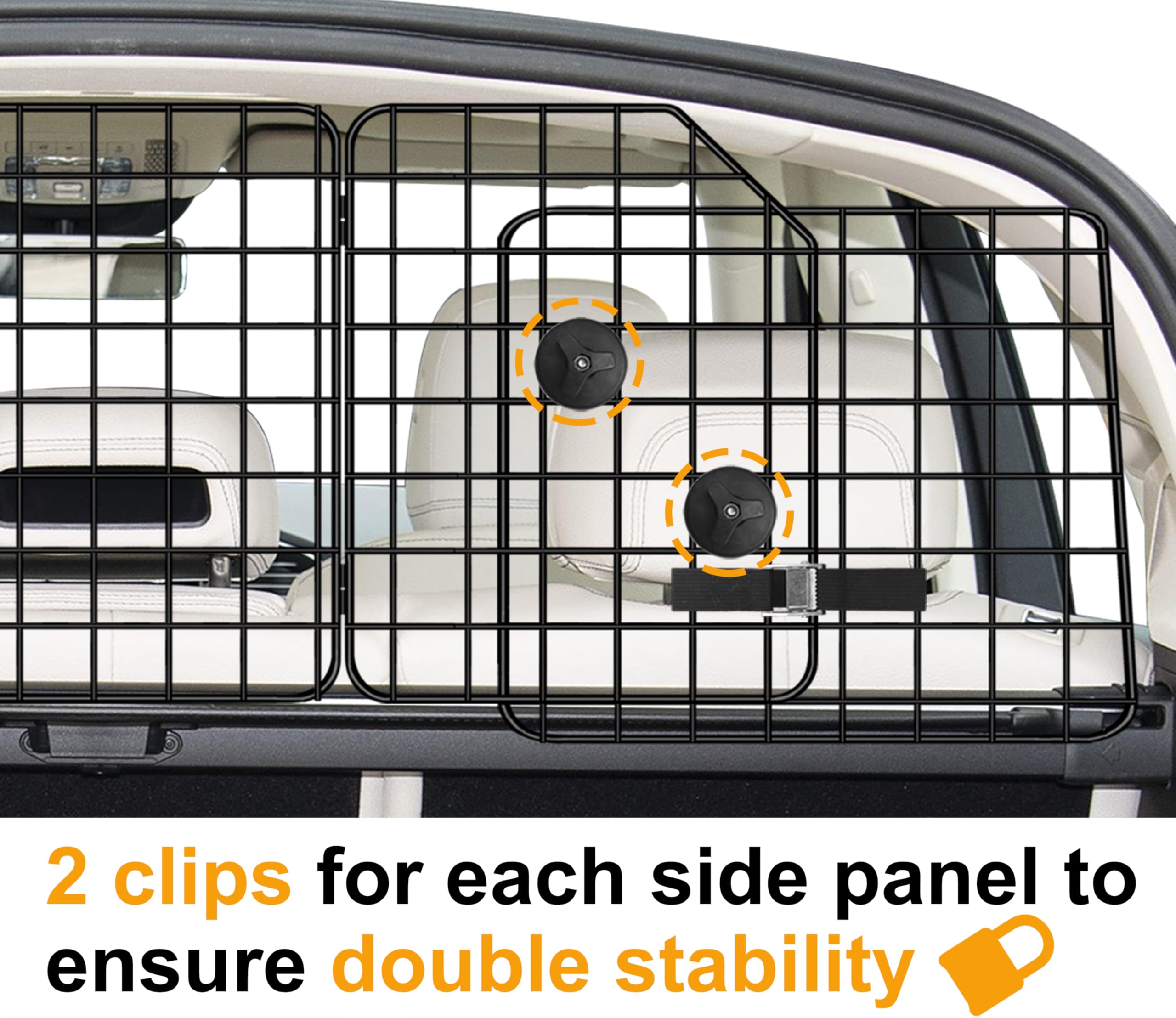 NOAMOO Dog Car Barrier for SUVs, Van, Vehicles, Adjustable Large Pet Barriers, Universal Fit Heavy-Duty Wire Mesh Dog Guard, Fol