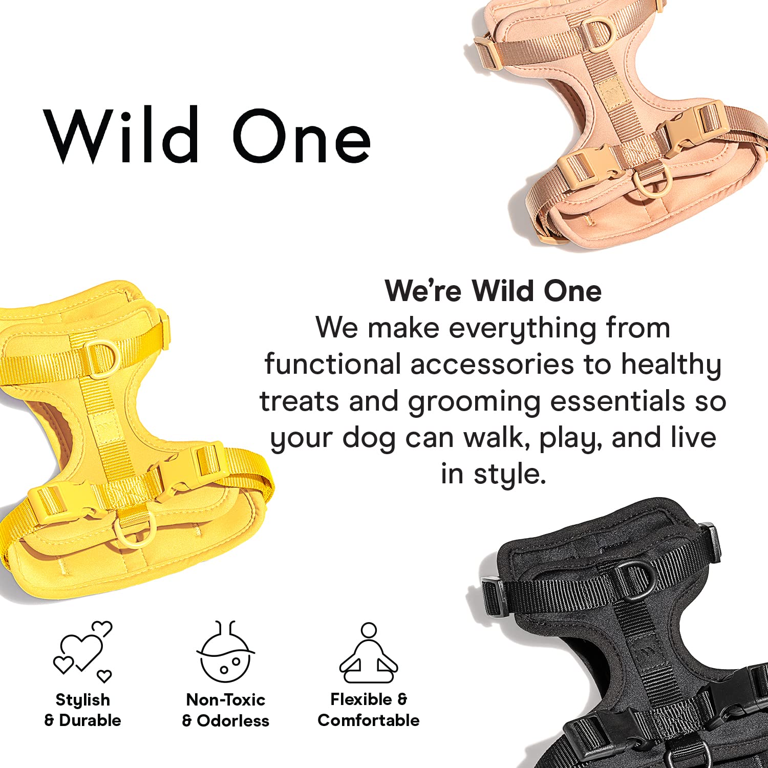 Wild One Dog Harness, The Original No-Pull, Pet Harness With 3 Leash Clips, Adjustable Soft Padded Vest, Comfortable, Stretchy,