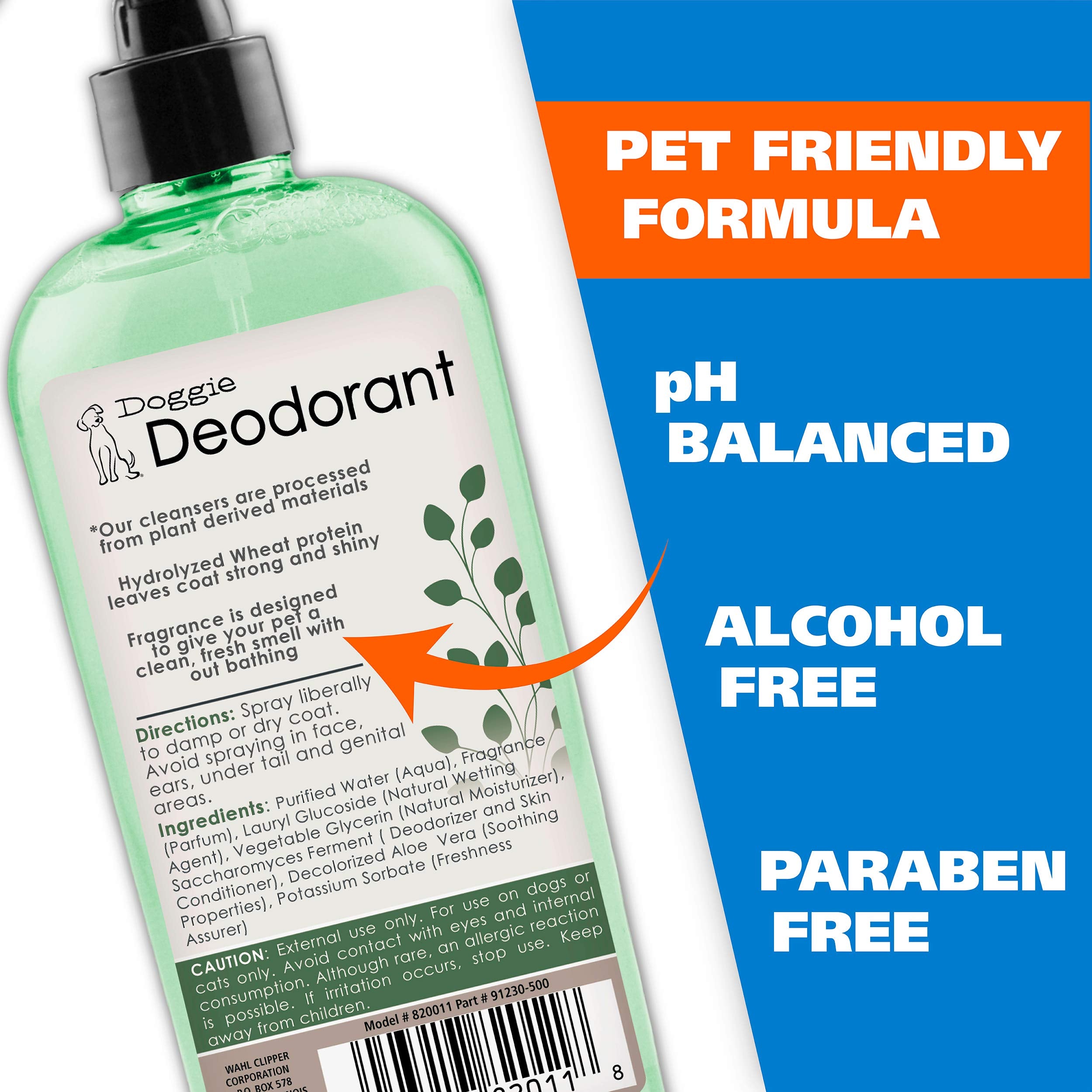 Wahl Pet Deodorant for Dogs - Eucalyptus & Spearmint Scent - 8 Fl Oz - Model 820011A