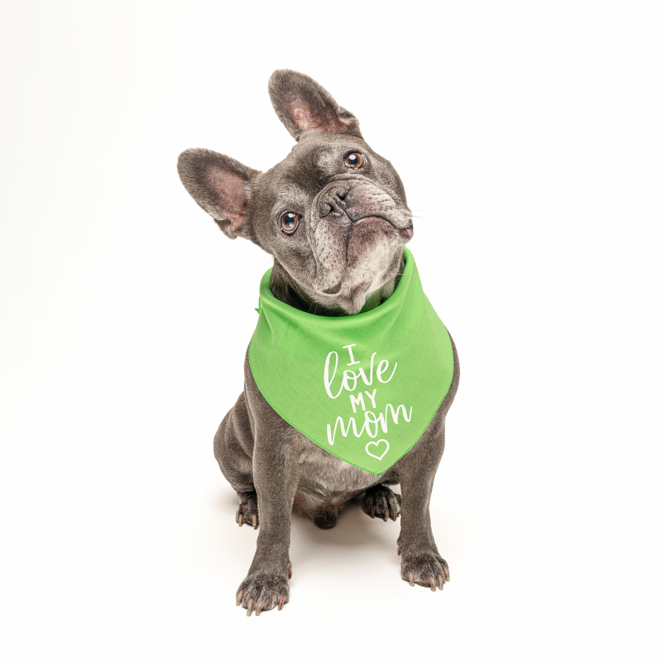 I Love My Mom Dog Bandana | 100% Cotton Tie Dye Triangle | Made In Usa For Mom | Valentine'S Day | Prop Photoshoot | Black Scrun