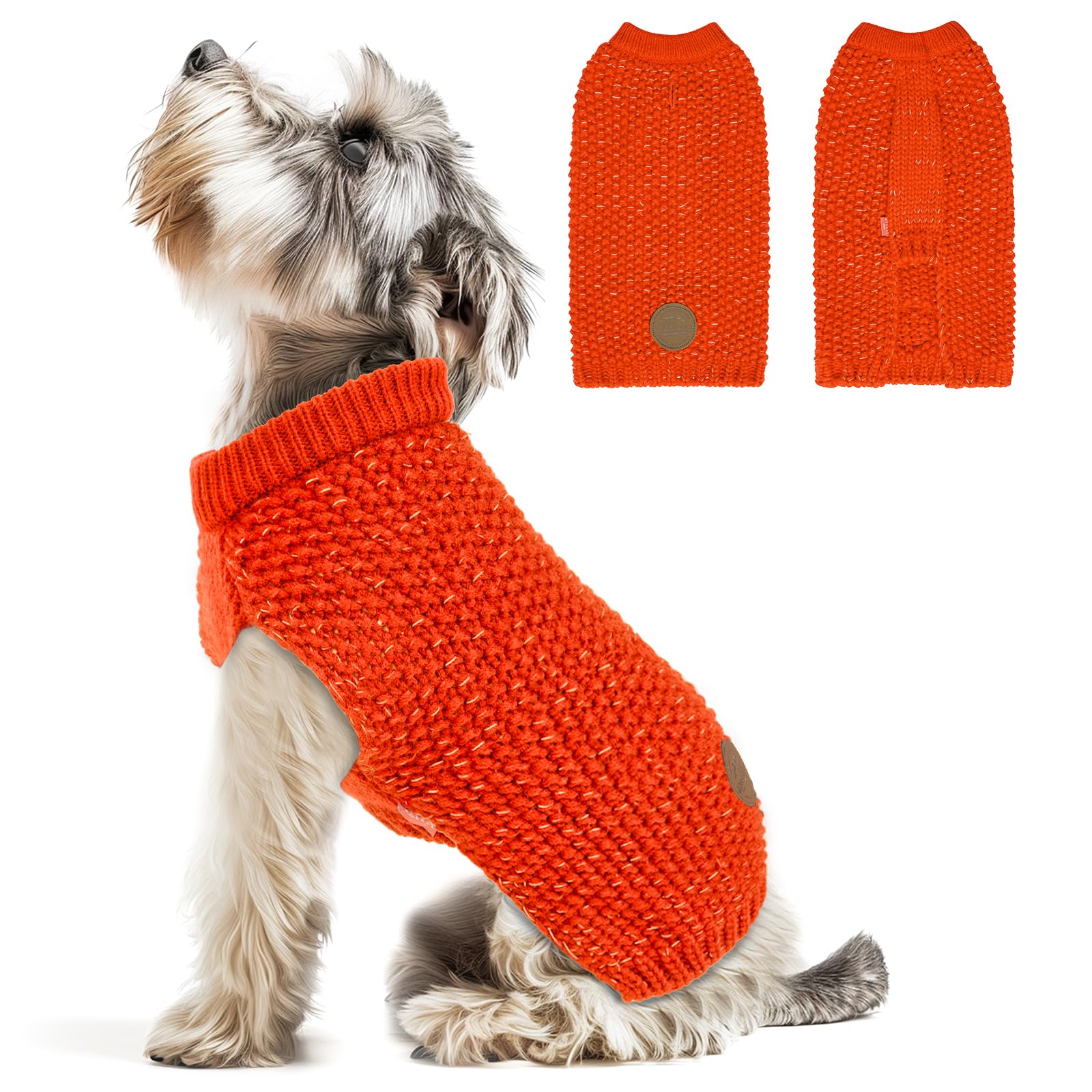 Kyeese Dog Sweater Comfy Dogs Clothes With Reflective Yarn Stretchy Dog Sweater For Small Dogs Girl Small Pet Sweater With Leash