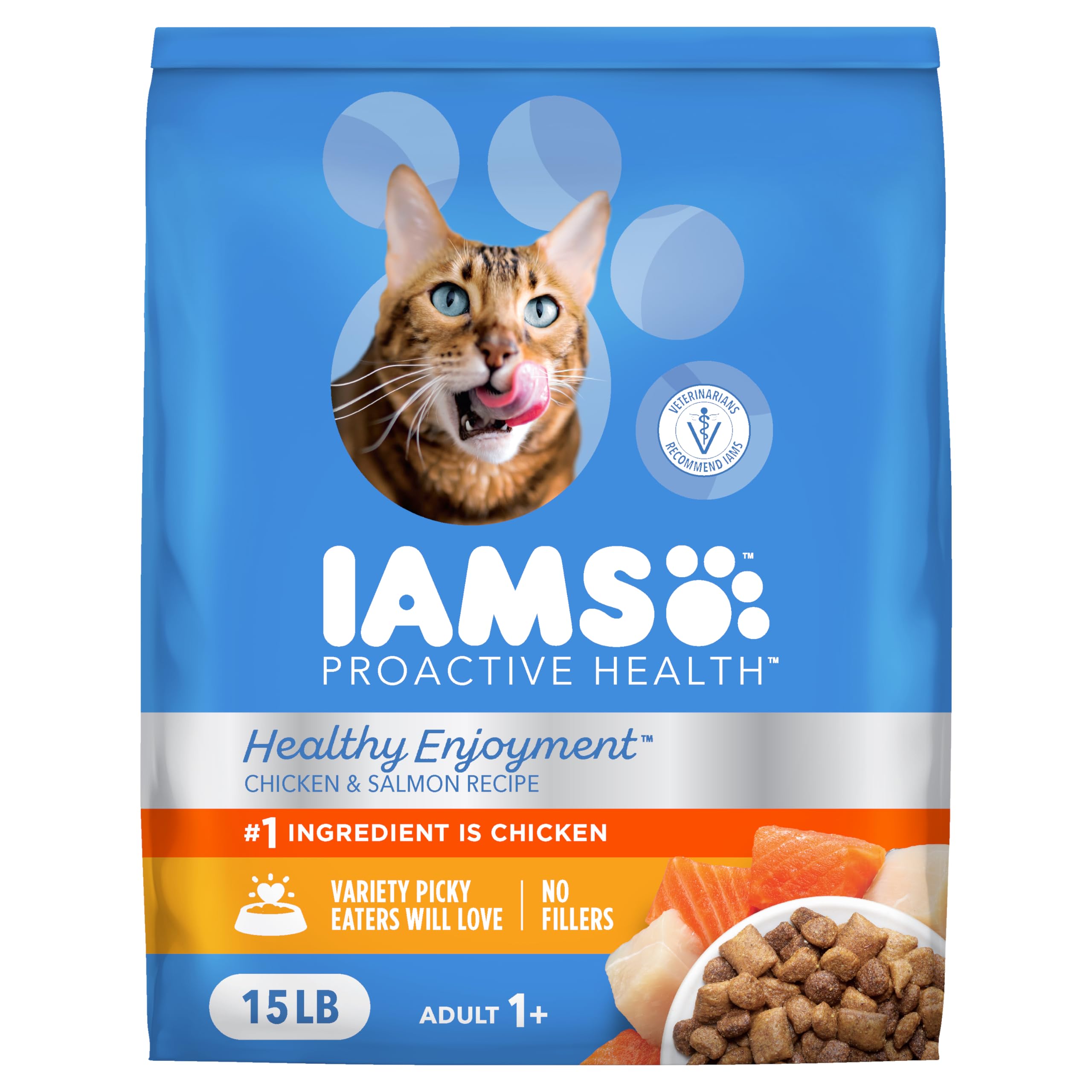 Iams Healthy Enjoyment Dry Cat Food Chicken & Salmon Recipe, 15 lb. Bag