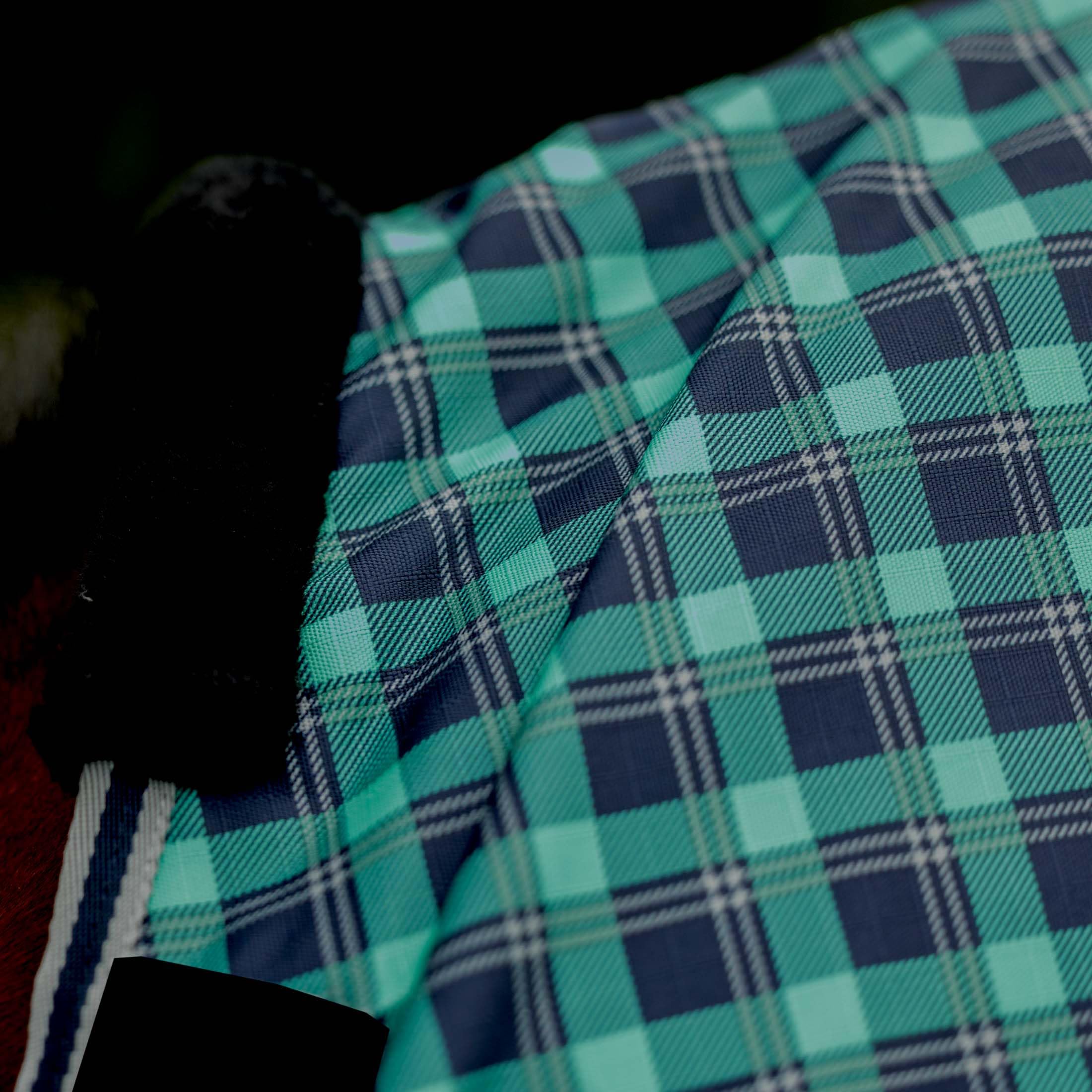 Equinavia Norse Lightweight 100G Fill Horse Rain Blanket | Waterproof Turnout Sheet - Black - 66 In - Navy/Turquoise - 69 In