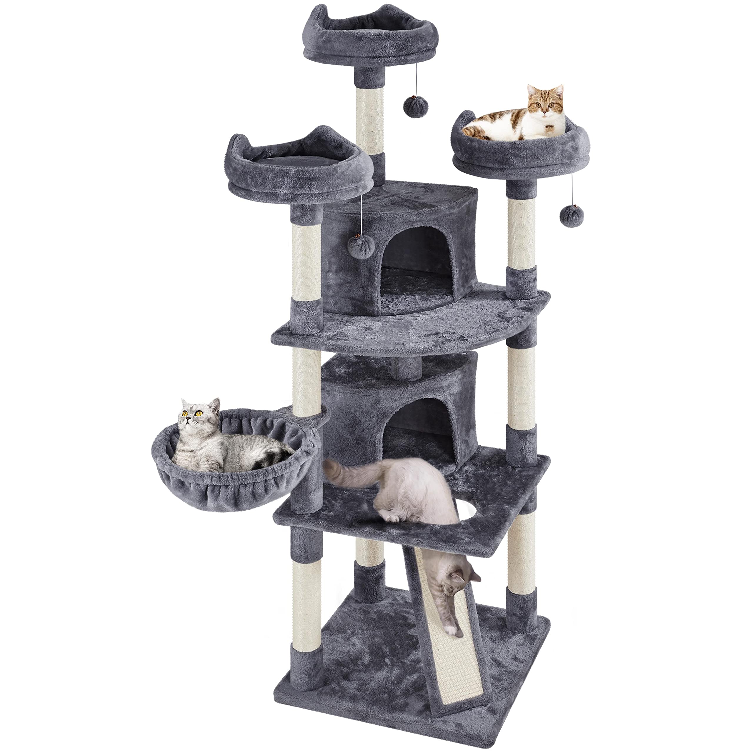 Topeakmart Cat Tree 76Inch, Large Cat Tower With Condo Scratching Post For Inoor Cats Play Rest