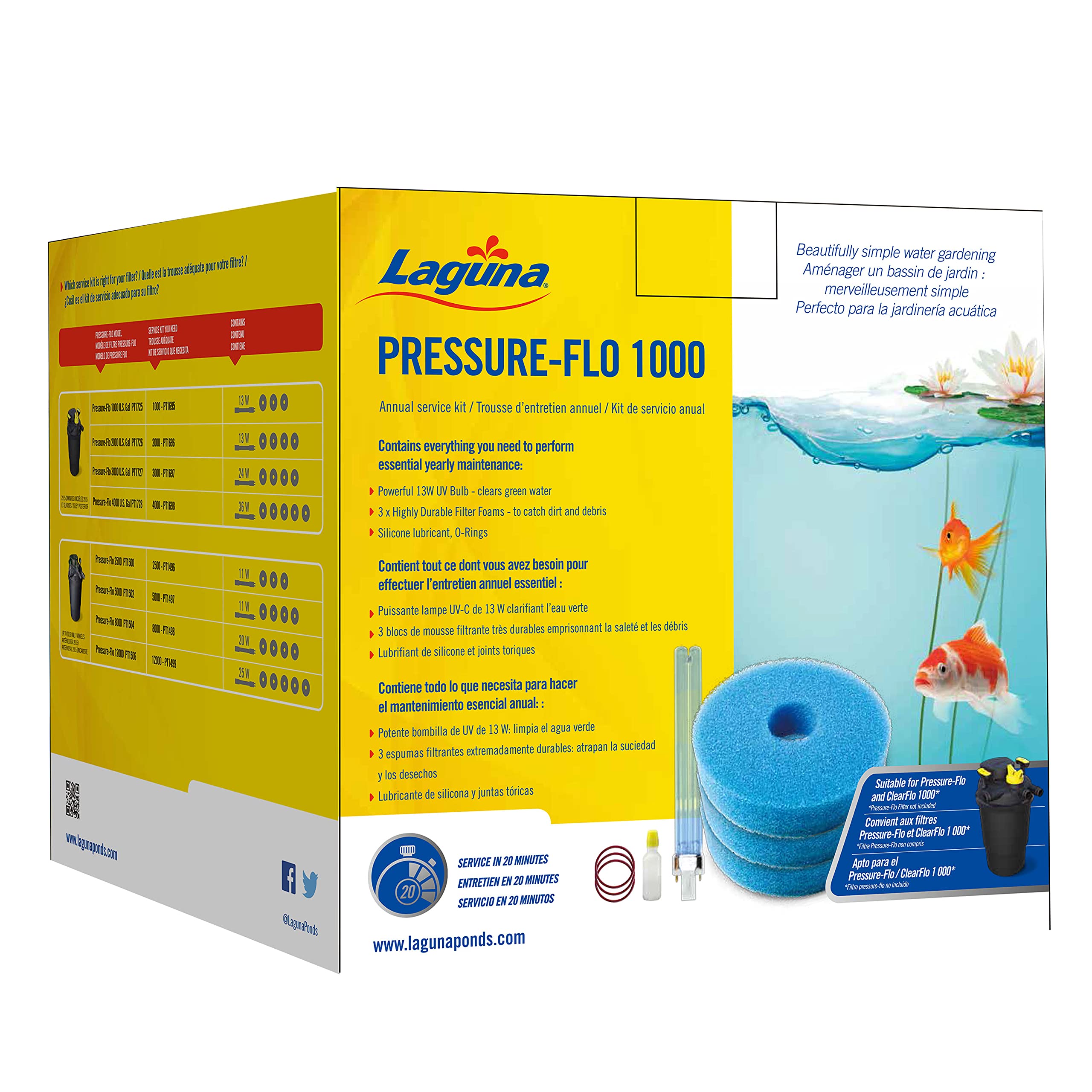 Laguna PressureFlo 1000 Service Kit, Pond Filter Maintenance Kit for Spring, White (PT1695)